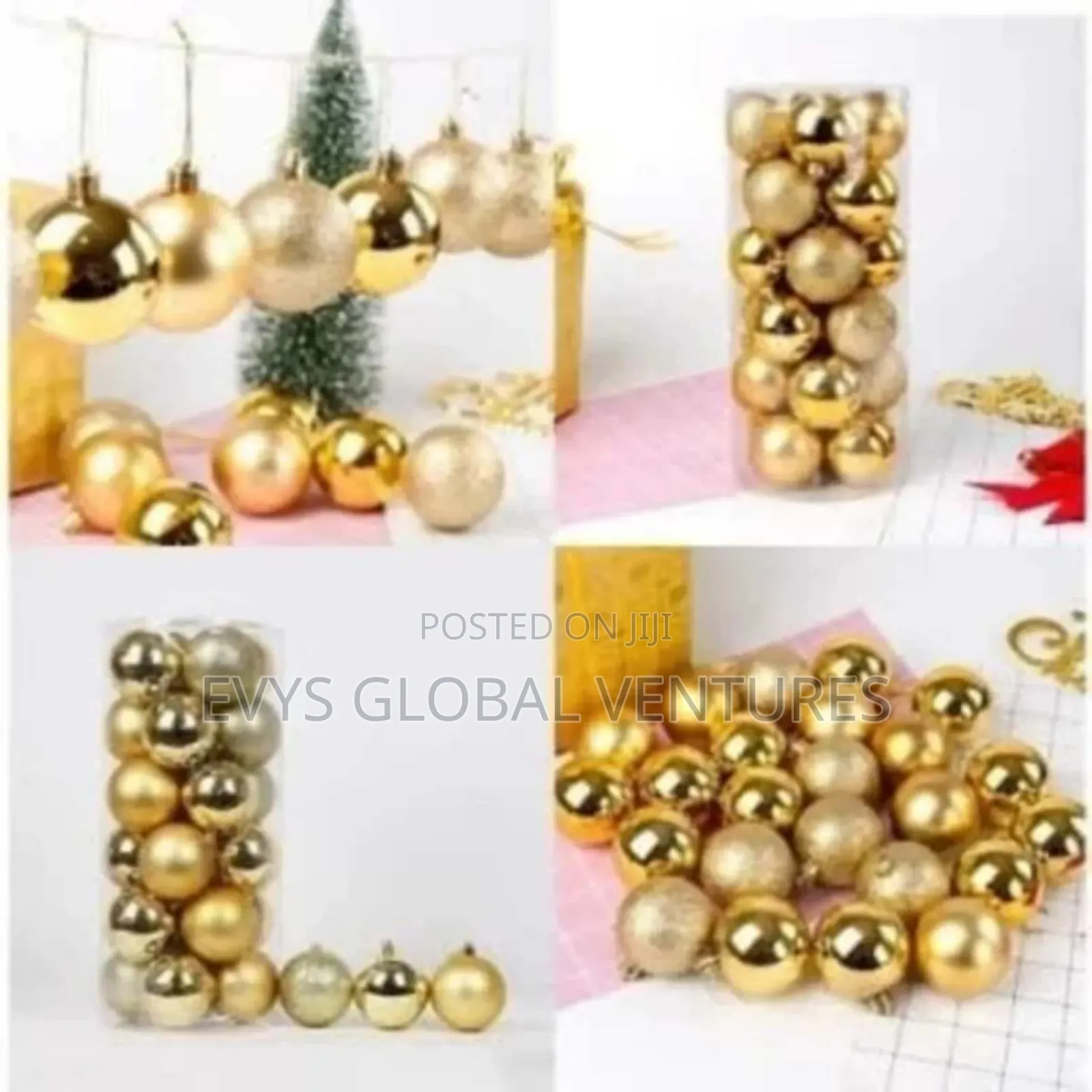 12pcs Gold Hanging Decorative Balls Holiday Ornaments