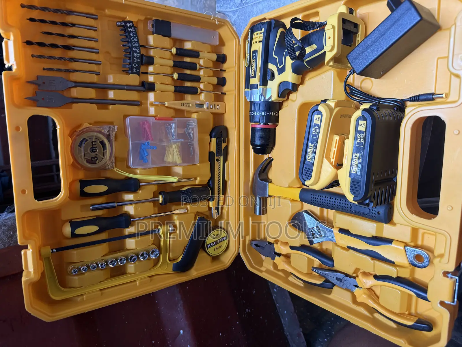 Carpentry Yellow Tools Set Cordless Plus Drill