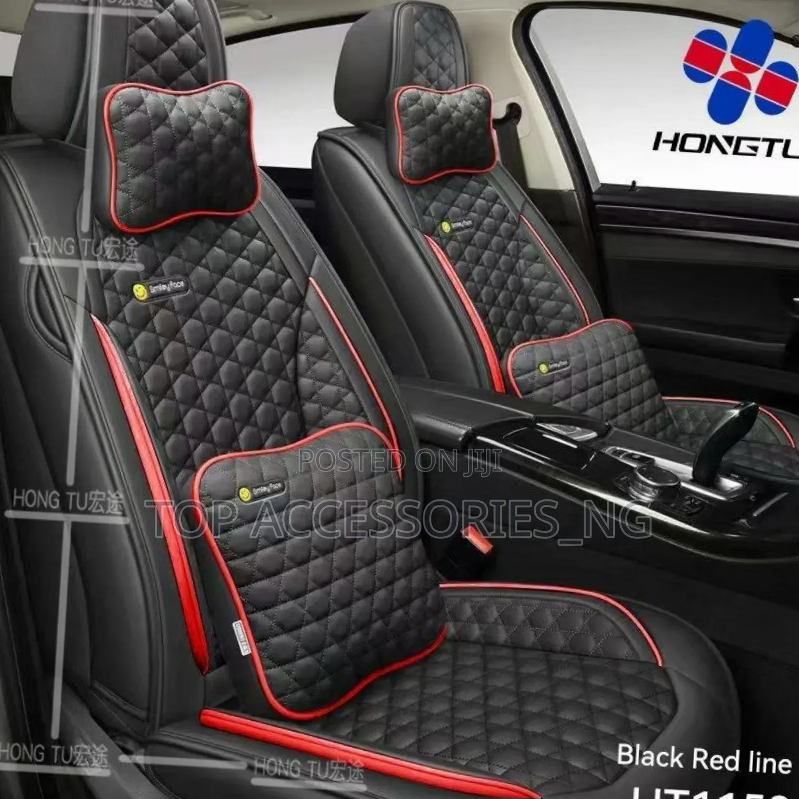 Res and Black Smile Car Seat Cover