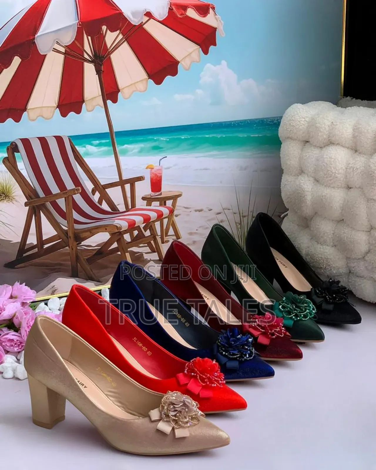 Women's Solid Covered Shoe With Flower On Top. #Toc. Sizes 37-42