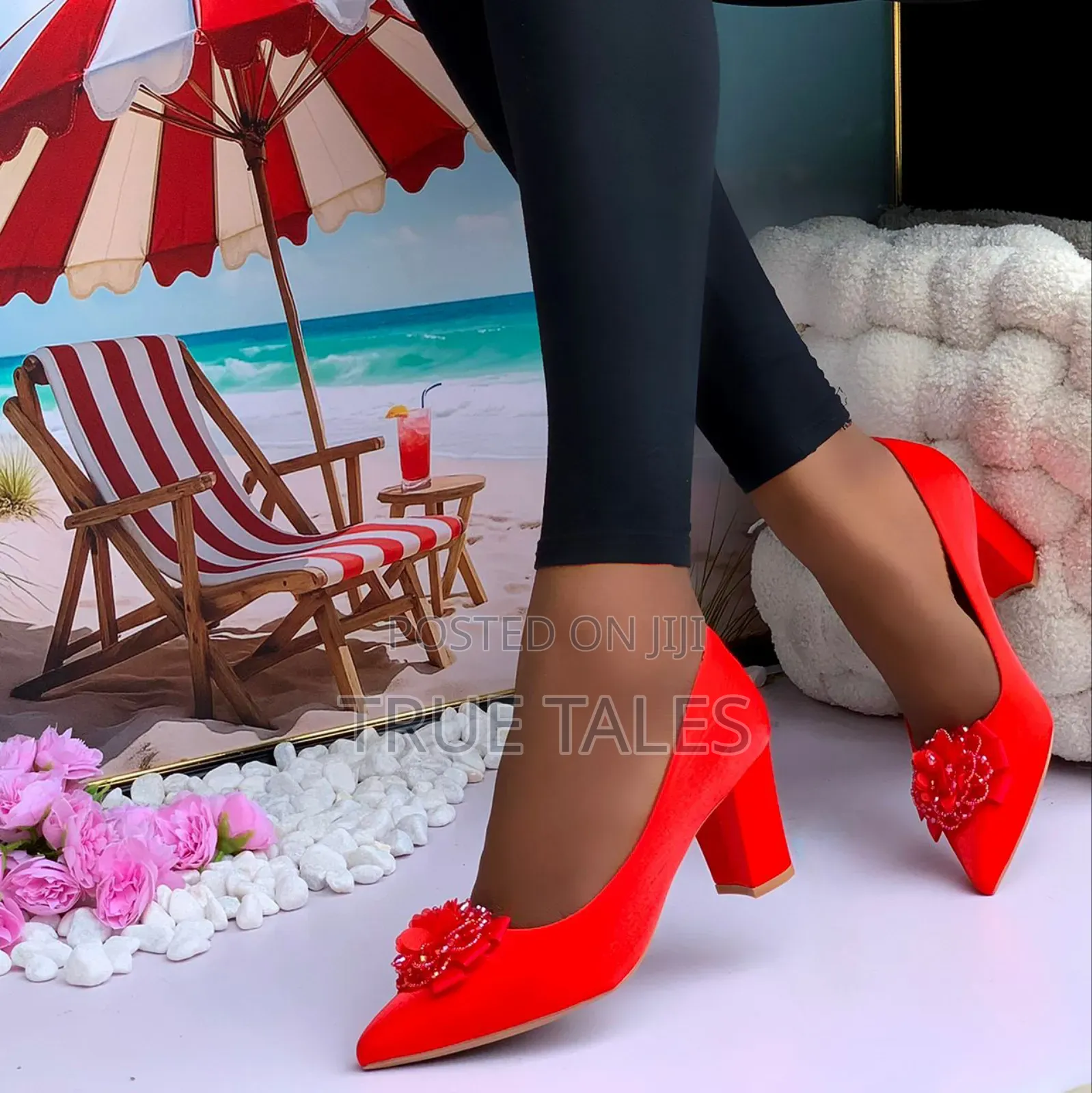 Women's Solid Covered Shoe With Flower On Top. #Toc. Sizes 37-42