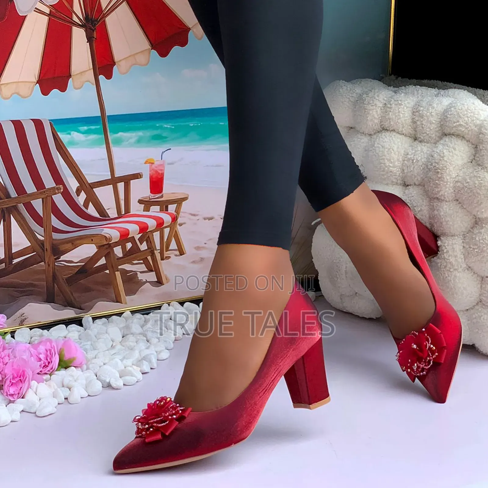 Women's Solid Covered Shoe With Flower On Top. #Toc. Sizes 37-42