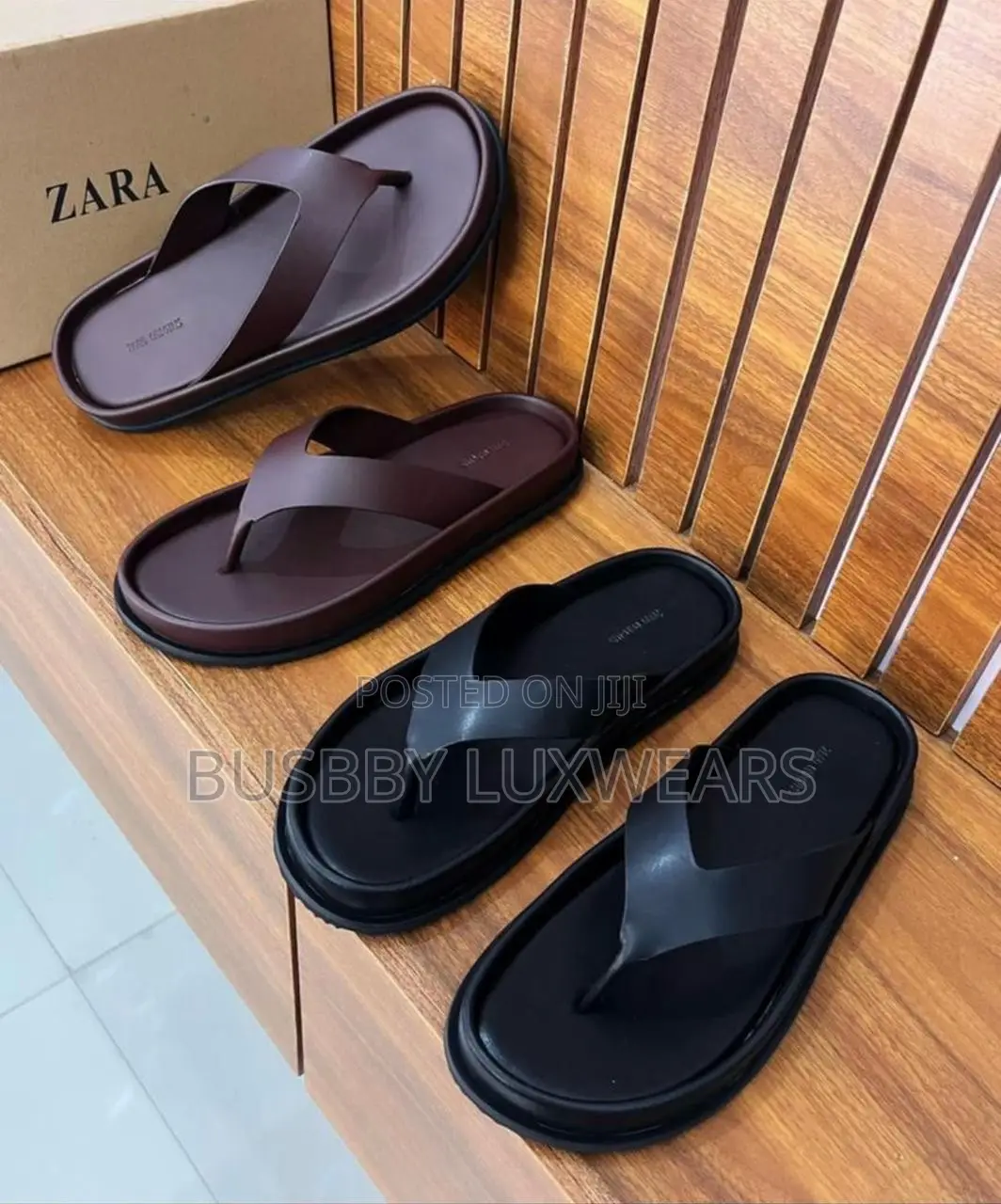 Zara Mens Leather Slippers