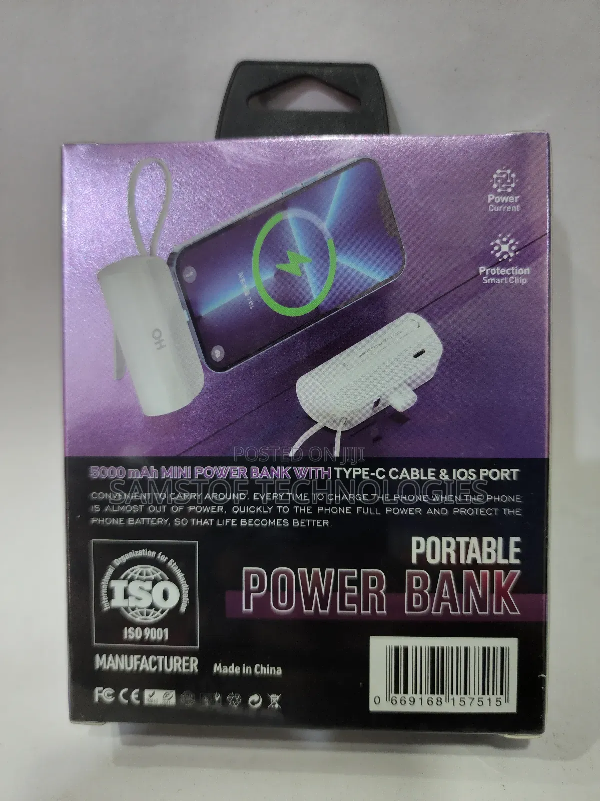 Oh Mobility 5000mah Mini Power Bank With Type-c Cable And Ios Port