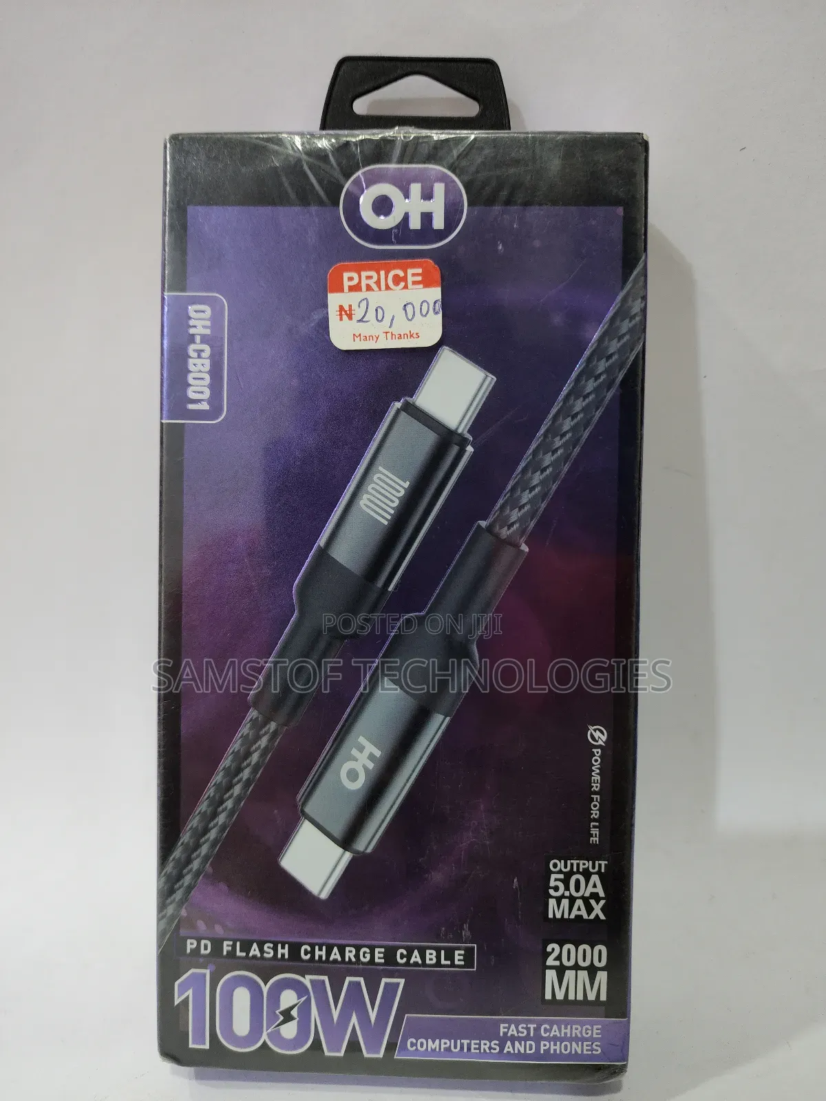 Oh Mobility Pd Flash Charge Cable 100w Model Oh-Cb001.