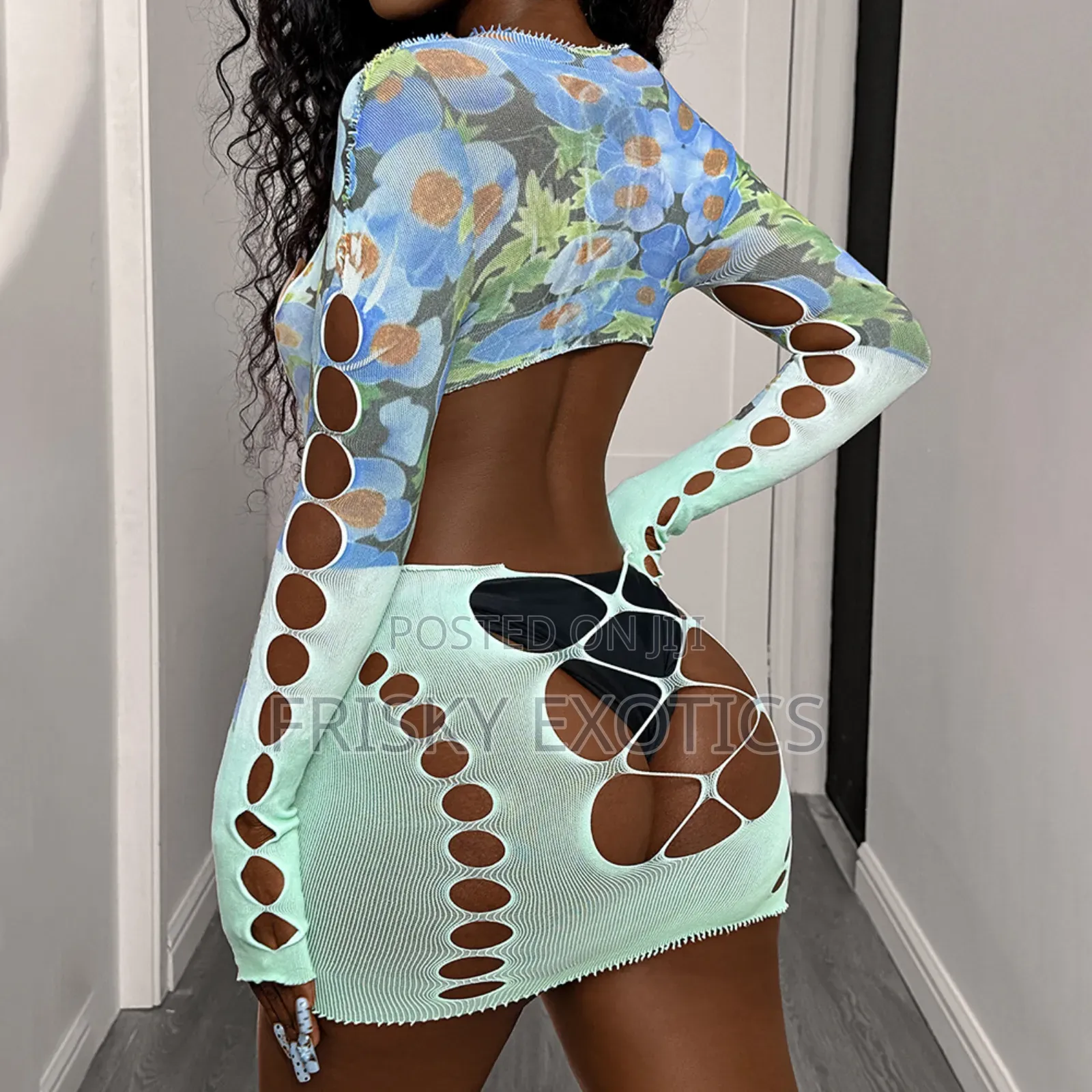 Mila Flowery Pattern Bodystocking Dress