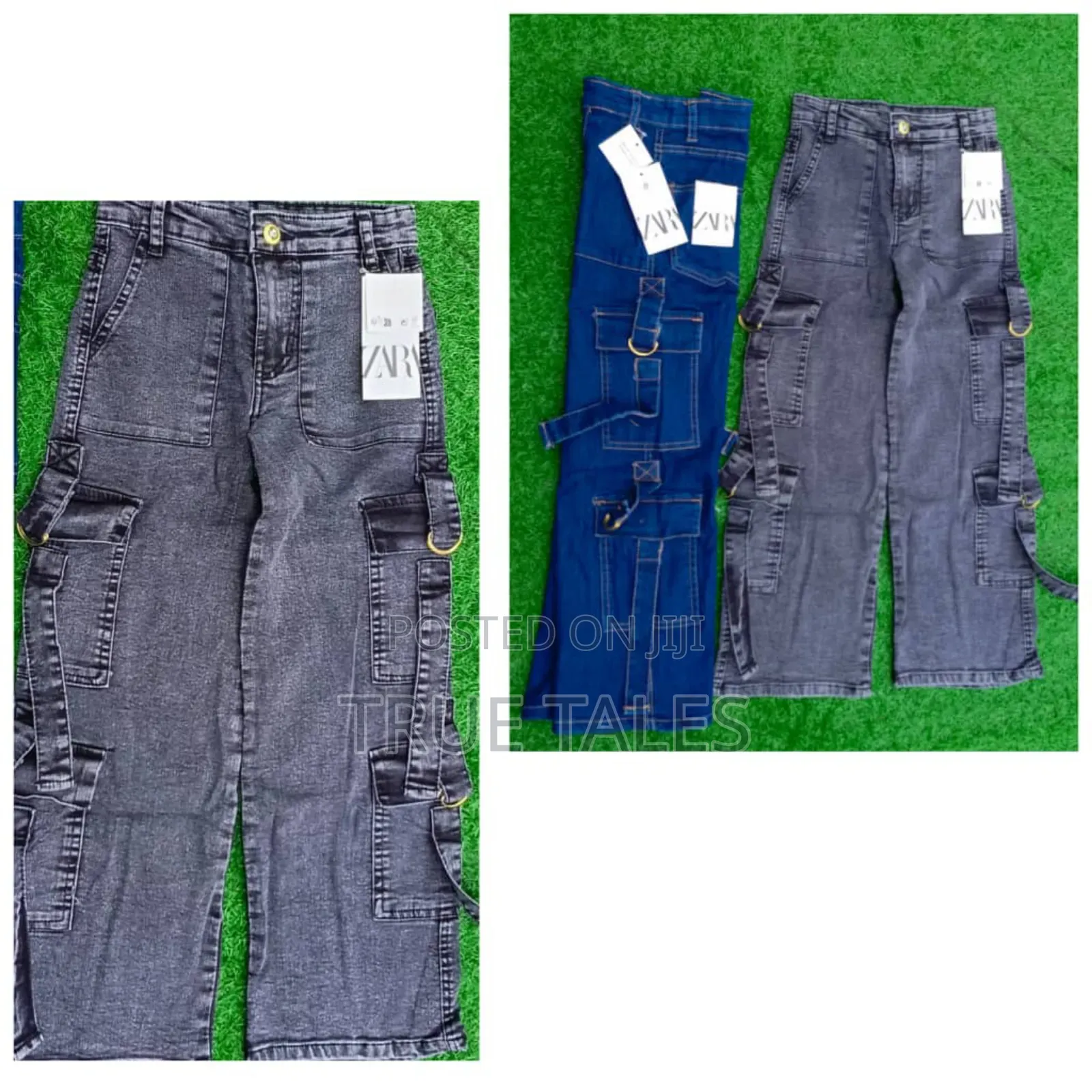 Girls' Cargo Denim Jeans With Belt At The Side. Ages 3-10.