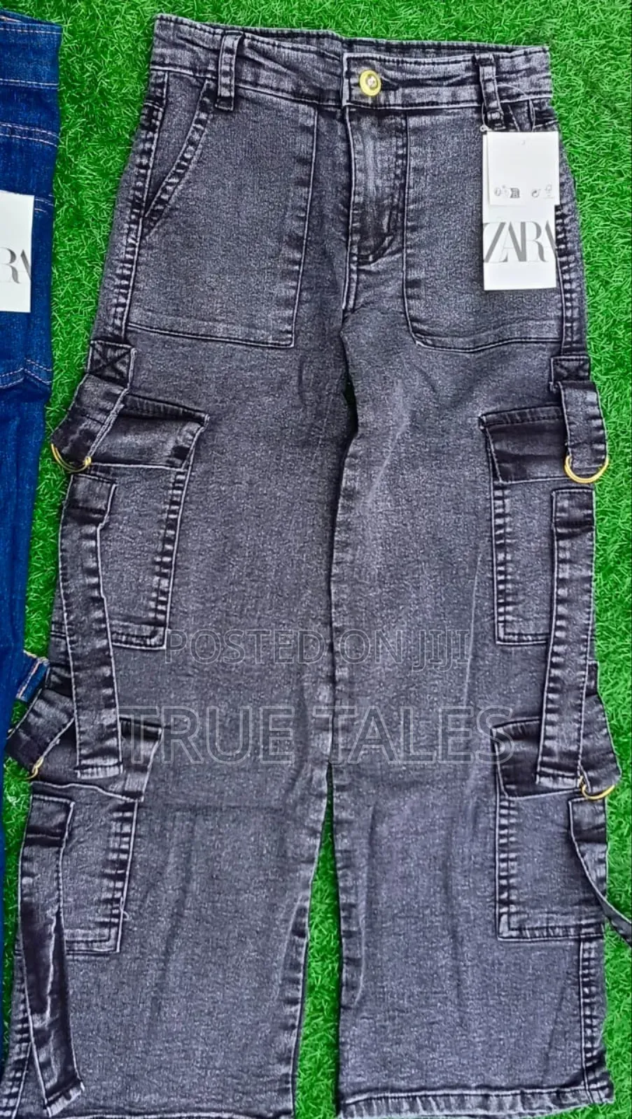 Girls' Cargo Denim Jeans With Belt At The Side. Ages 3-10.