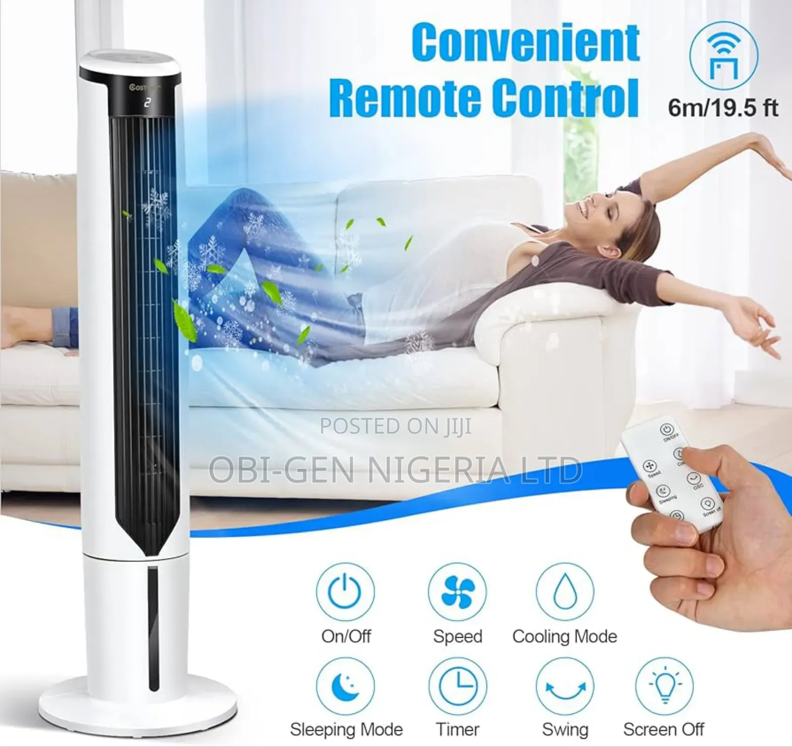 Air Cooler Featuring Ice Pack Compartments, Remote Control Set