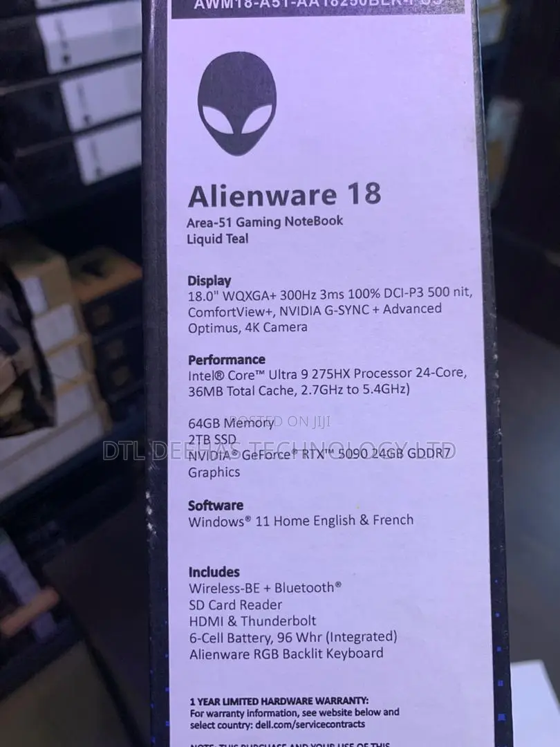 New Laptop Dell Alienware 18 Area-51 64GB Intel SSD 2T