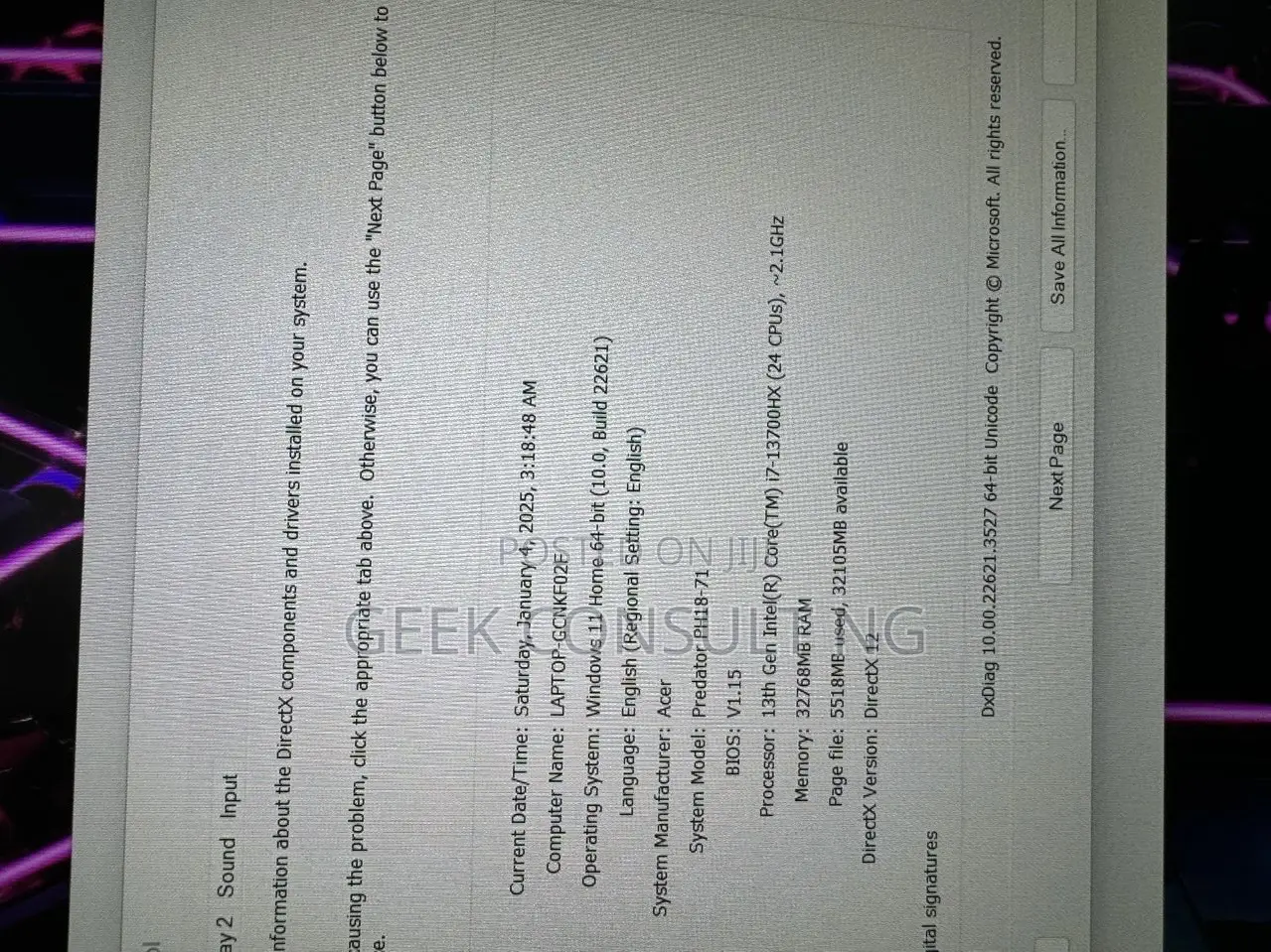 Laptop Acer Predator Helios Neo 16 16GB Intel Core i7 SSD 1T