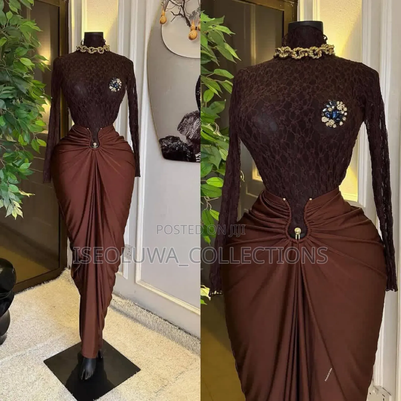 Women’S Luxury Lace Bodice With Ruched Maxi Skirt