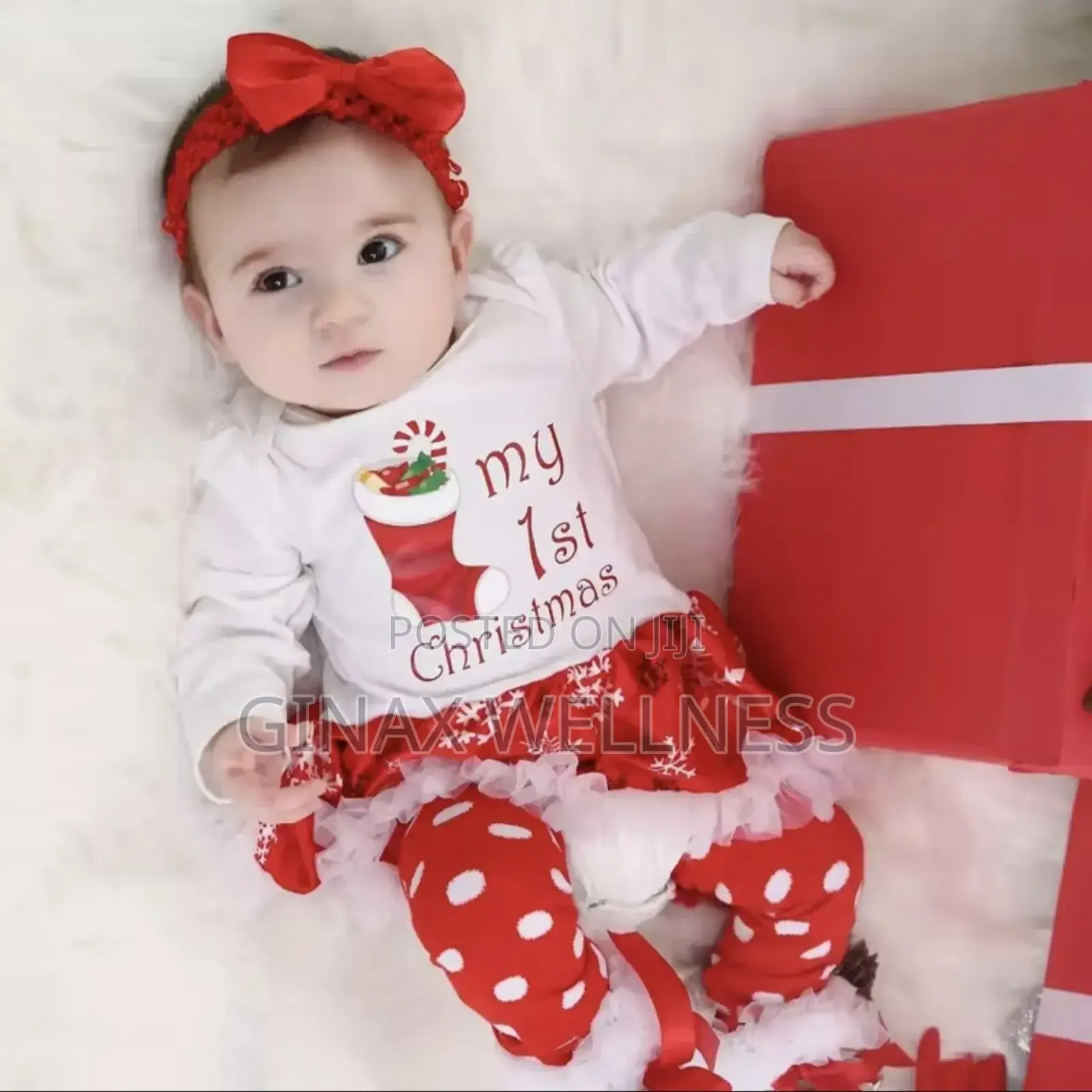 4-piece "My 1st Christmas" Outfit Set For Girls With Socks And Shoes