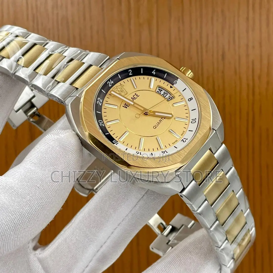 Versace Quality Luxury Men Water Resistant Chain Strap Wristwatch