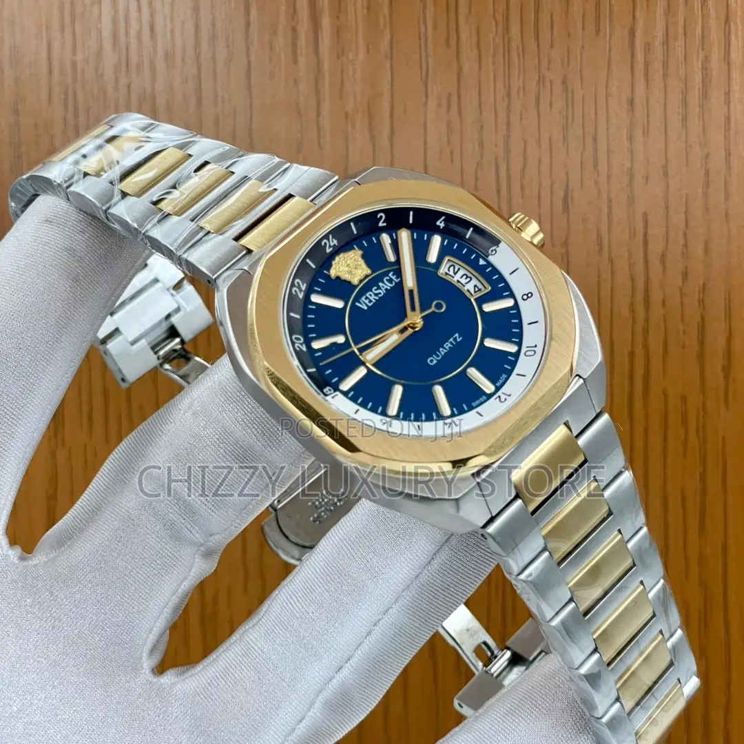Versace Quality Luxury Men Water Resistant Chain Strap Wristwatch