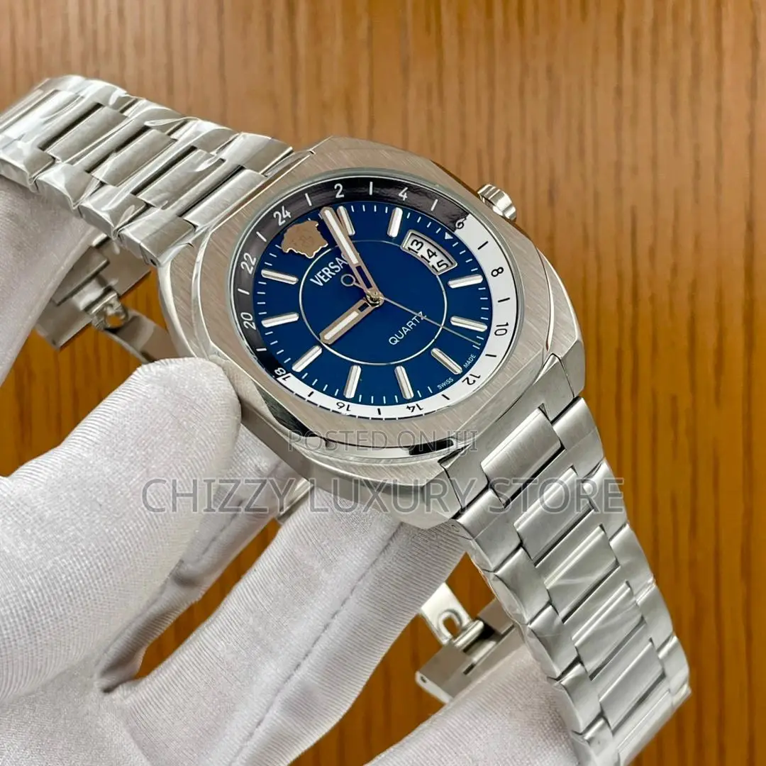 Versace Quality Luxury Men Water Resistant Chain Strap Wristwatch