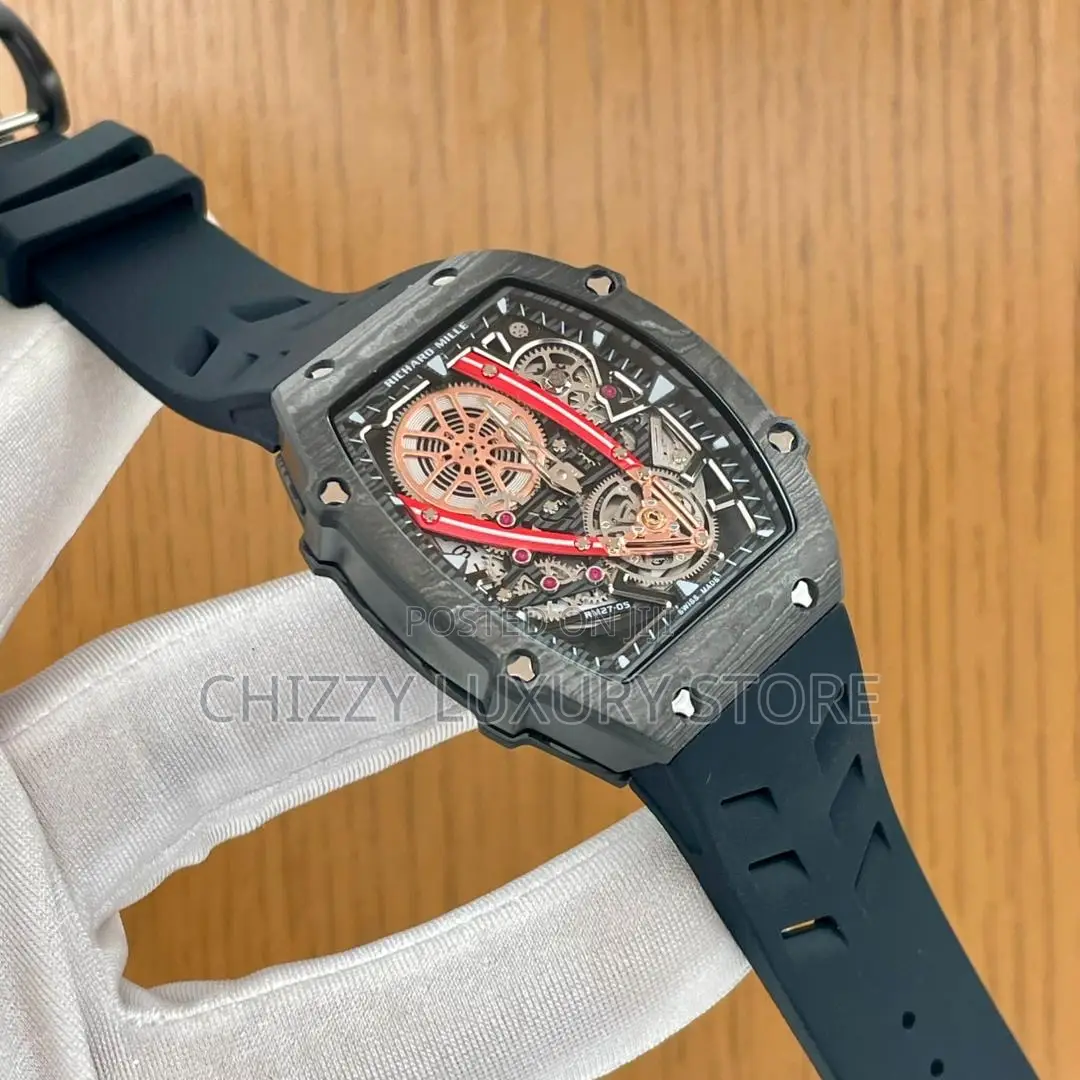 Richard Mille Quality Luxury Men Chronograph Rubber Strap Wristwatch