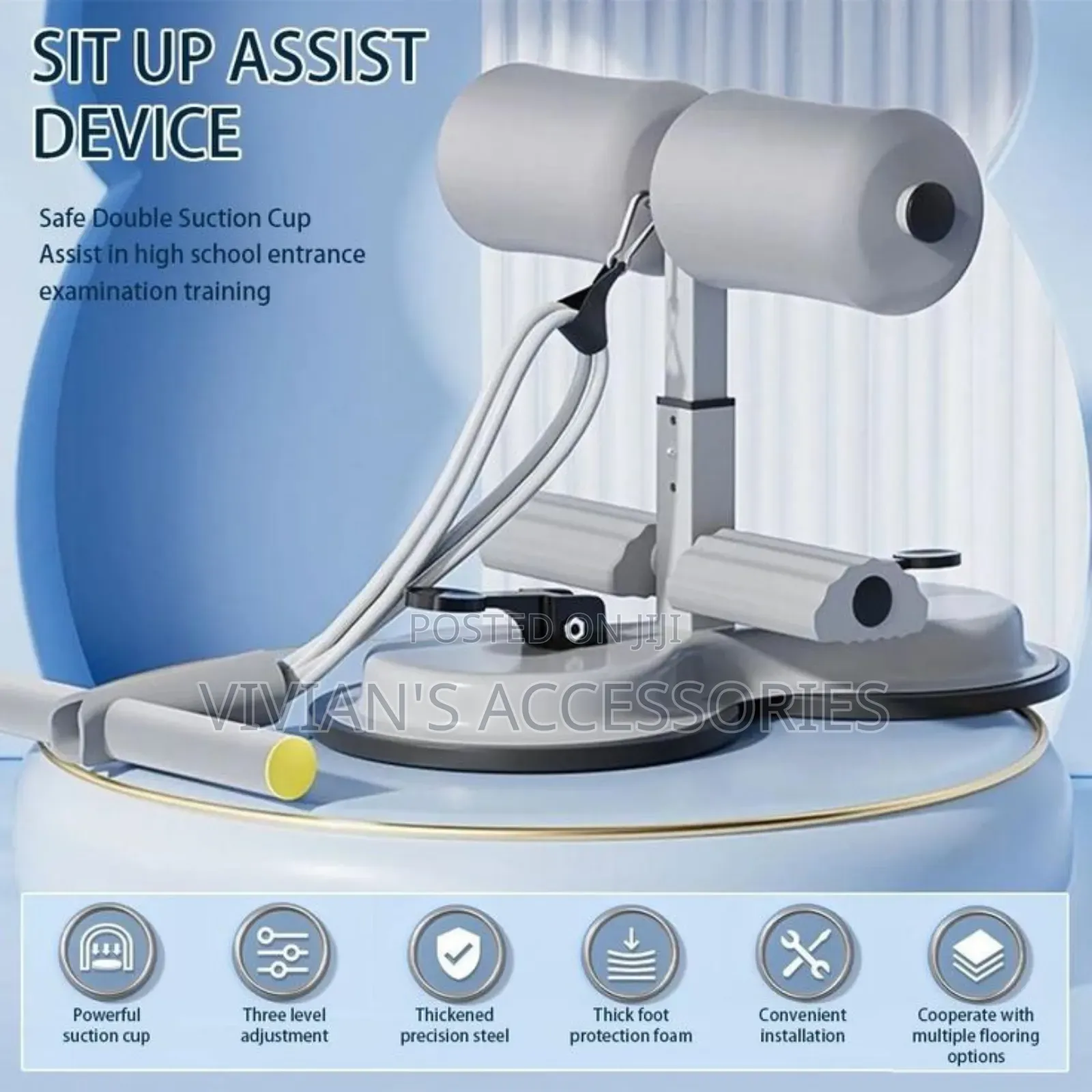 Double Suction Sit Up Bar With Rope