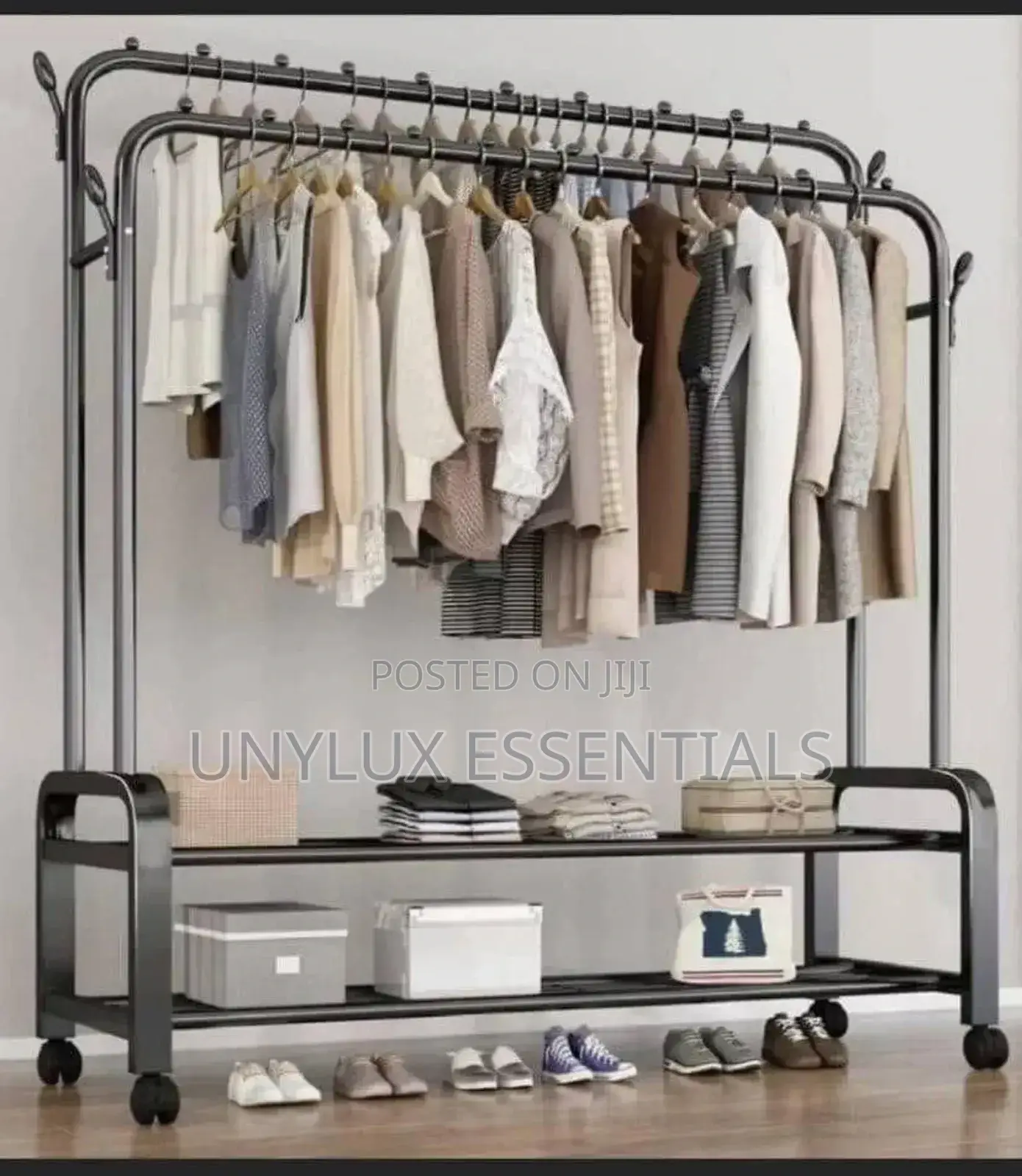 48kg Double Pole Heavy Duty Clothes Rack Metal Hanger