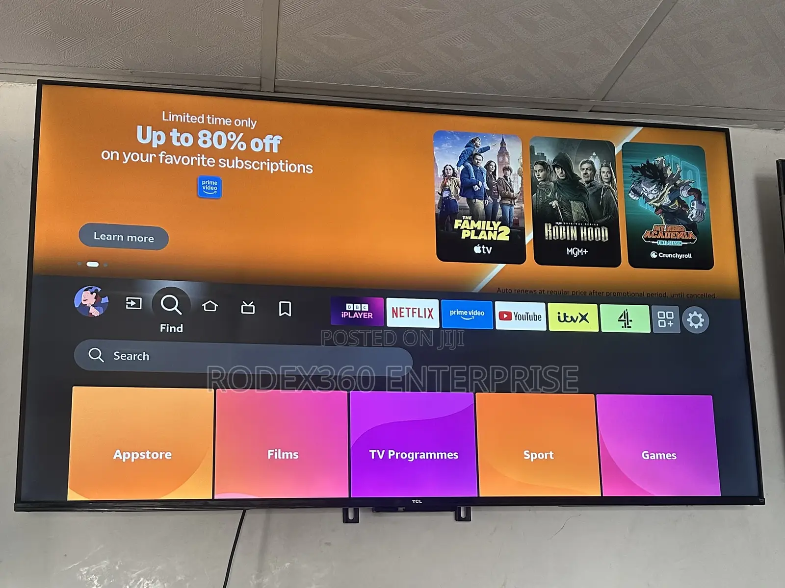 55-inch Uk Used Tcl 2024 Amazon/Fire Frameless Smart Tv For Sale