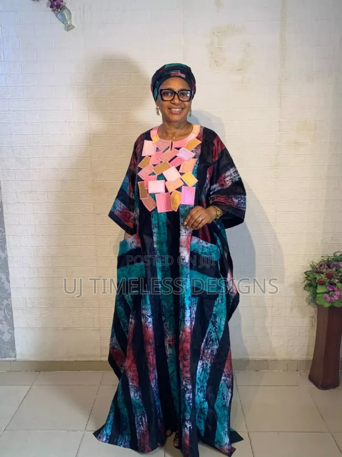 Adire Bartic Embroidery Bubu Gown
