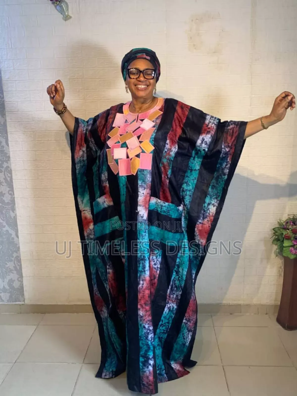Adire Bartic Embroidery Bubu Gown