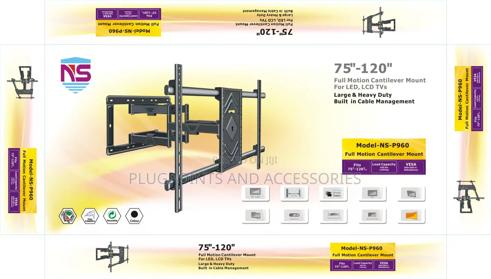 Tv Wall Mount 75 - 120” Adjustable