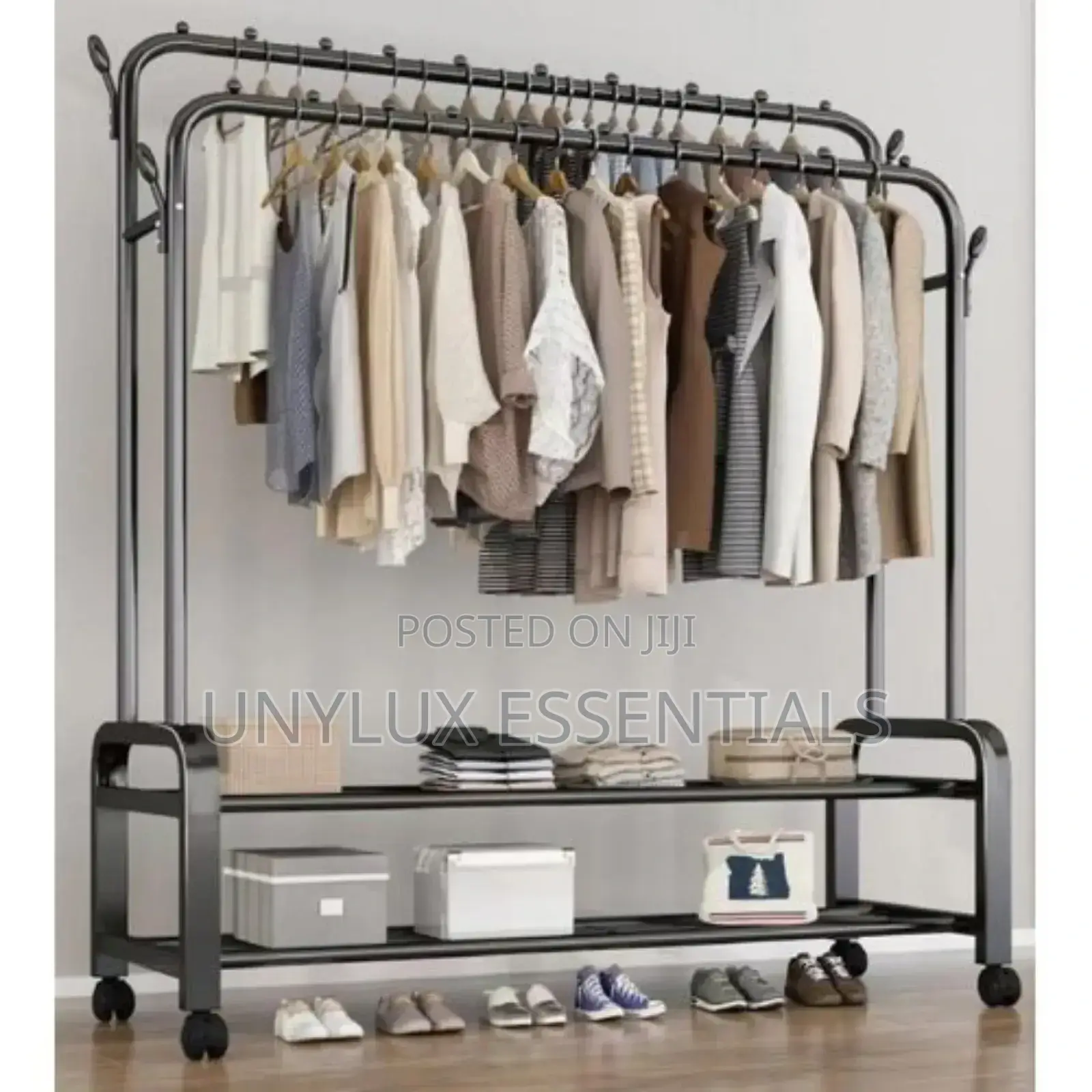48kg Double Pole Heavy Duty Clothes Rack Metal Hanger