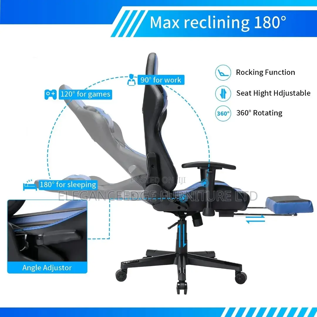 Black and Blue Ergonomic Gaming Chair