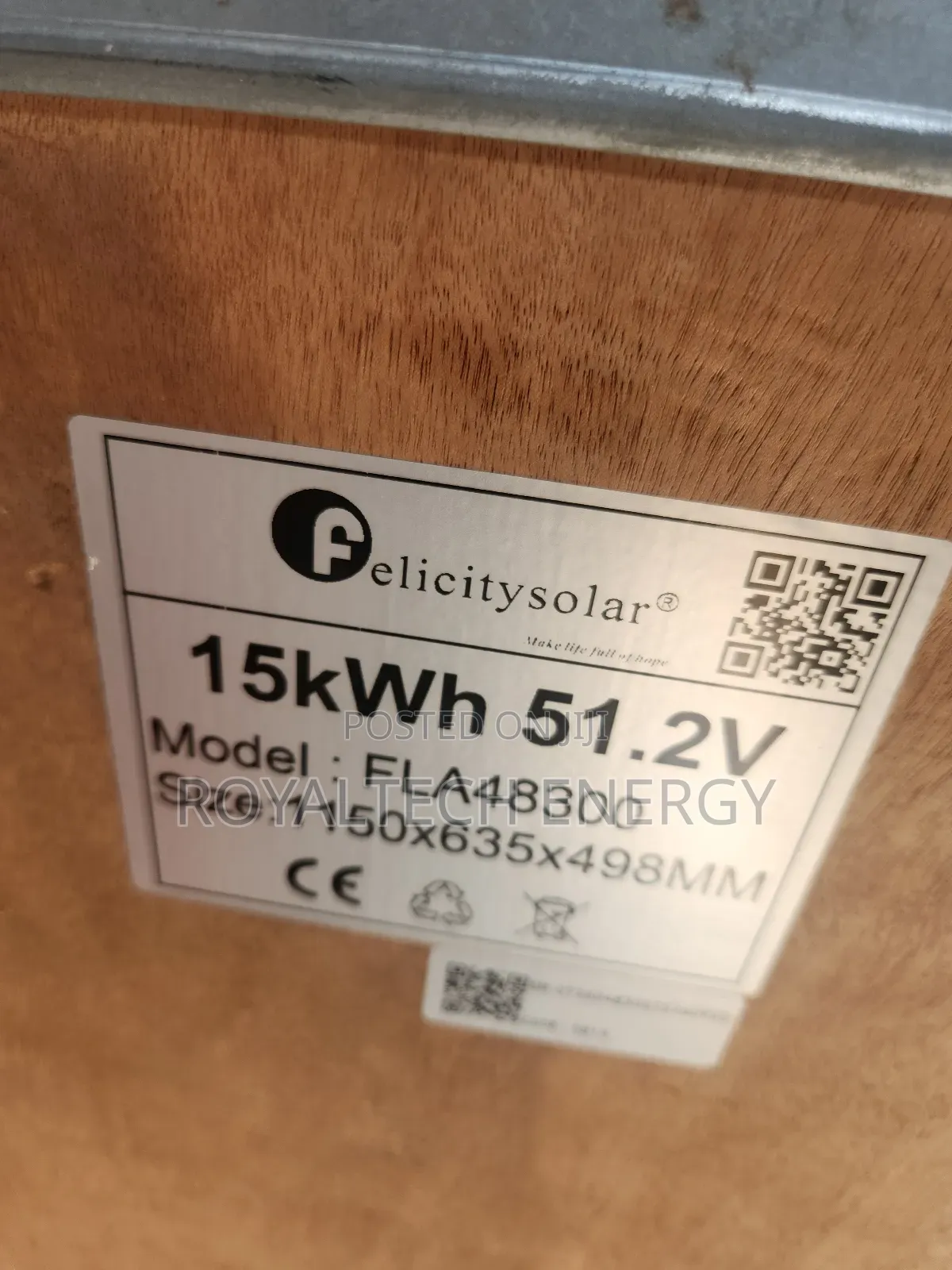 Felicity 15kwh 51.2v Lithium Phosphate Lon Battery Flat