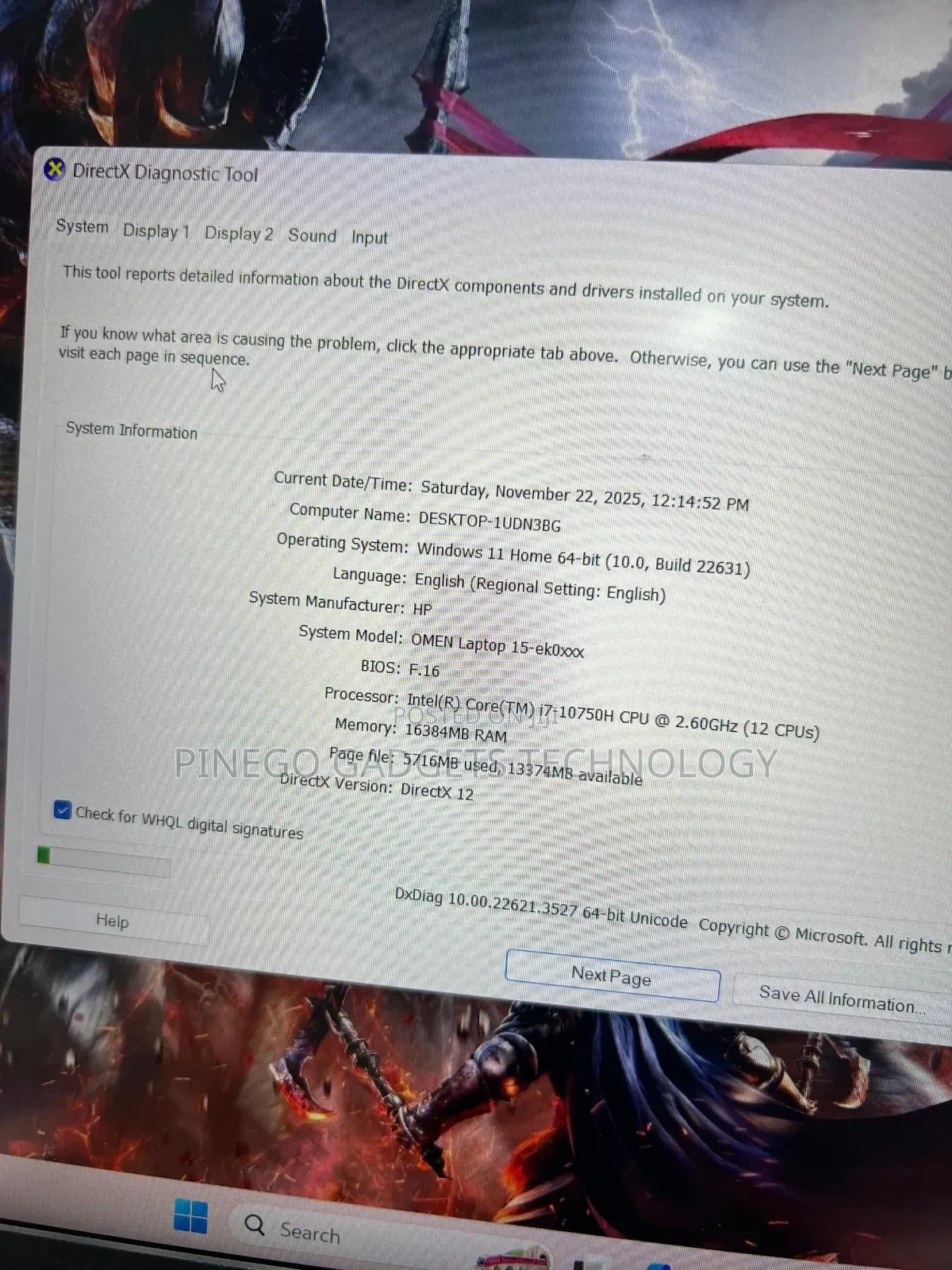 Laptop HP Omen 15 16GB Intel Core I7 SSD 512GB