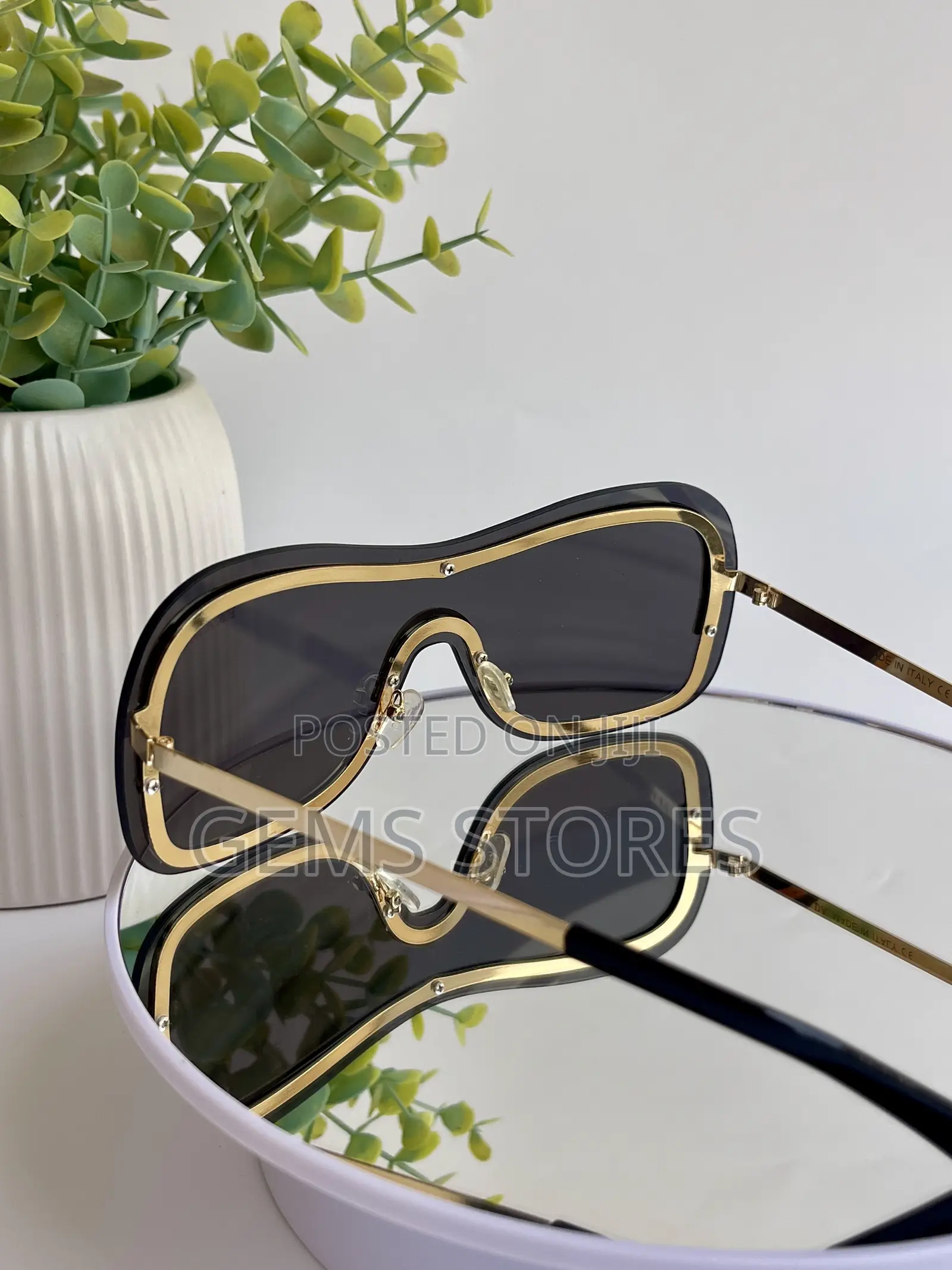 Cutting-Edge Prada Black Gold Visor Sunglasses - Luxury Style Ui
