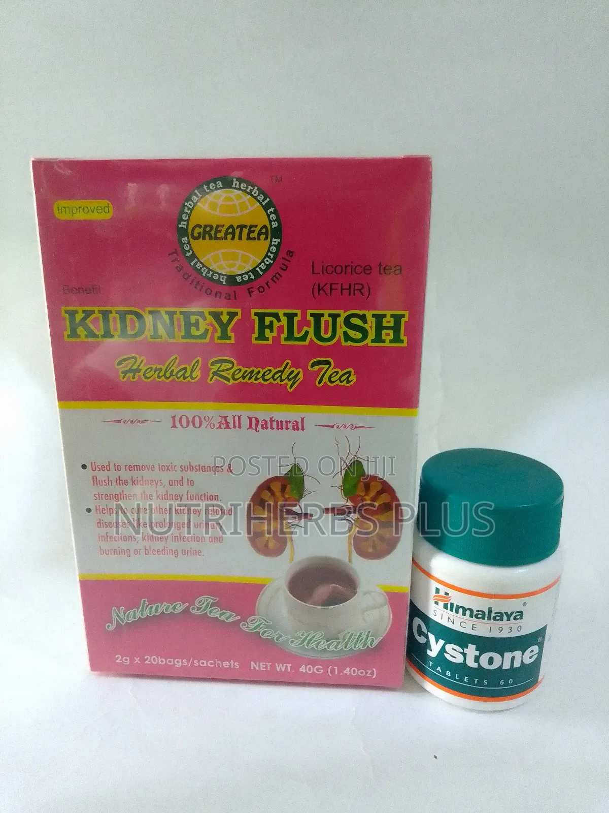 Kidney Flush Herbal Remedy Tea+ Himalaya Cystone Tablets