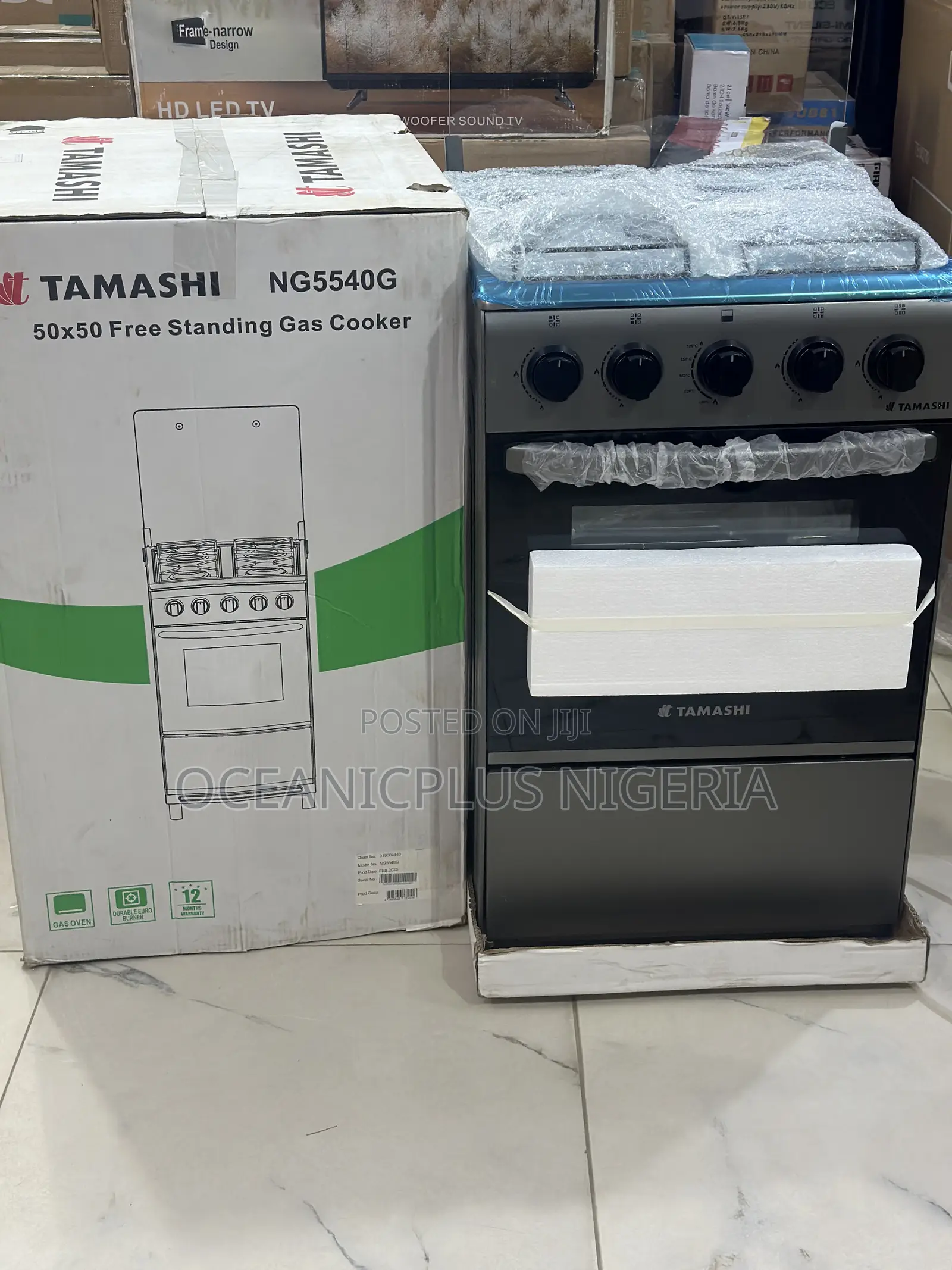 Tamashi 4 Burner Standing Gas Cooker 50x50