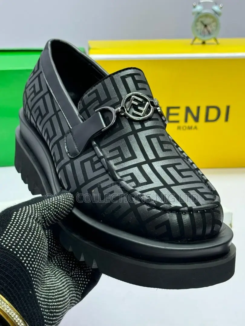 Designer Fendi Black Men Leather Shoes – Fully Boxed