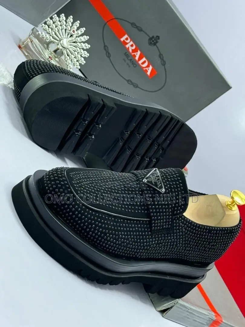 Quality Prada Men Black Leather Shoes – Fully Boxed