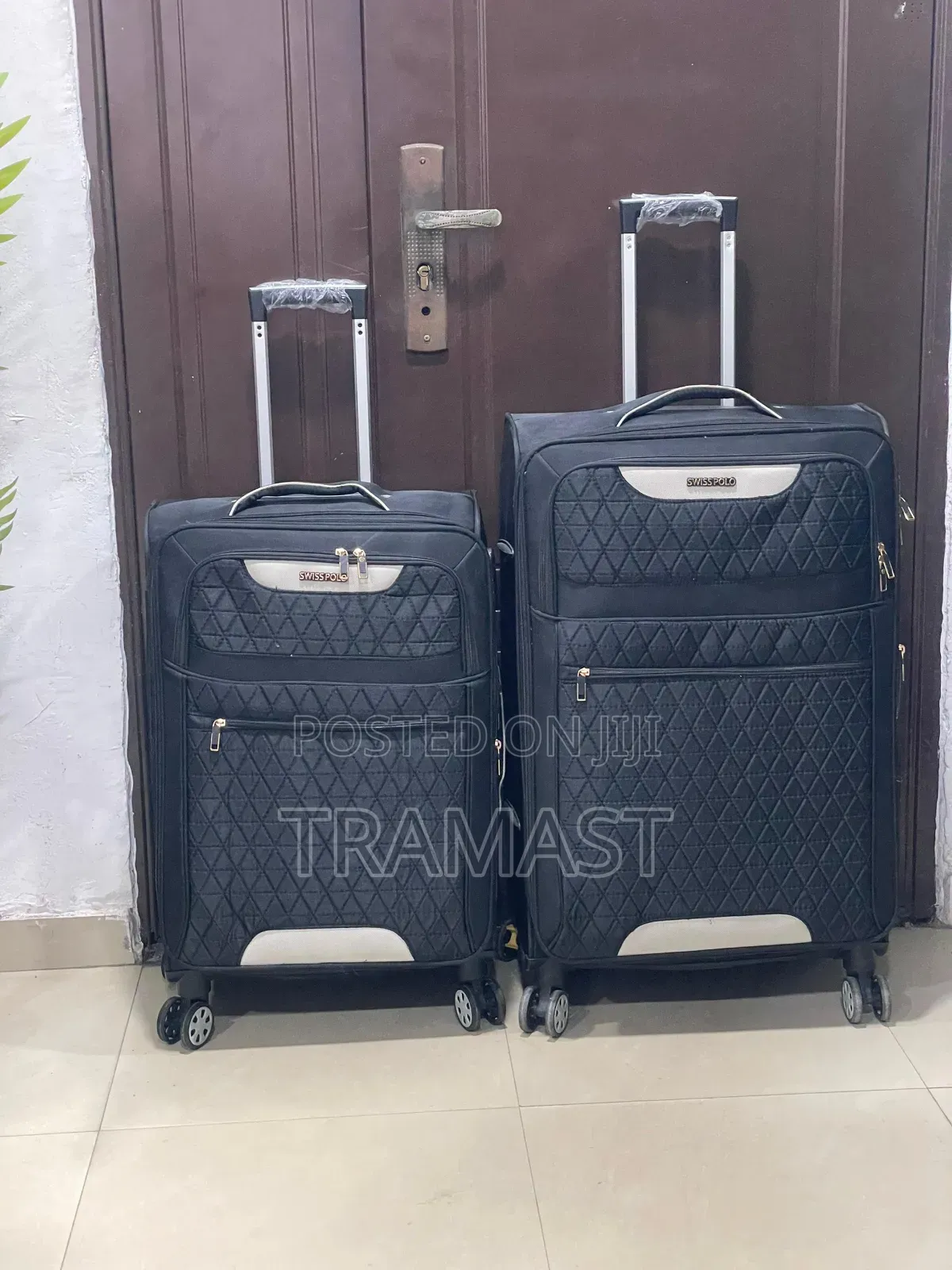 Swiss Polo 2-Piece Travel Luggage Set — Black