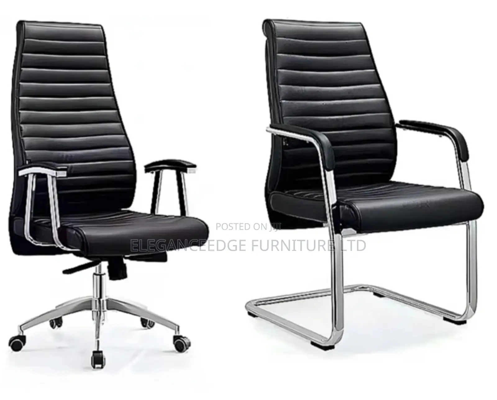 Black Executive Office Chair and 1 Visitor's Chair