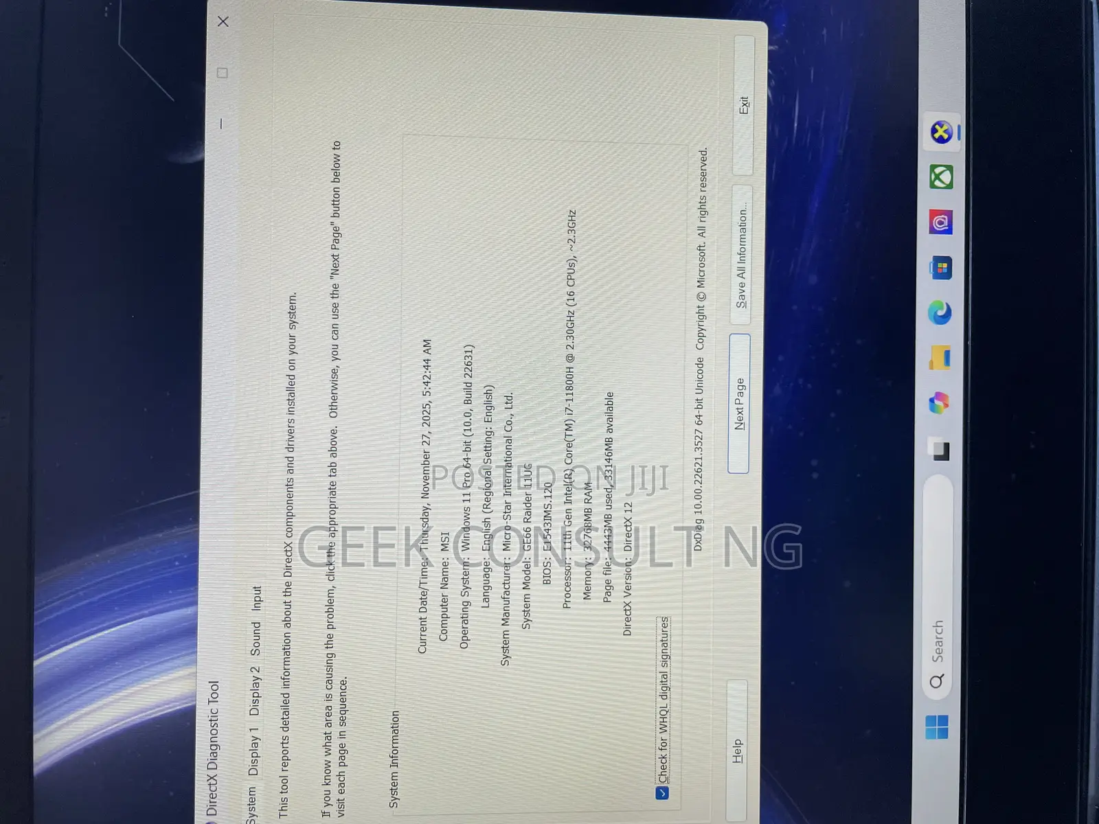 Laptop MSI GE66 Raider 32GB Intel Core i7 SSD 1.5T