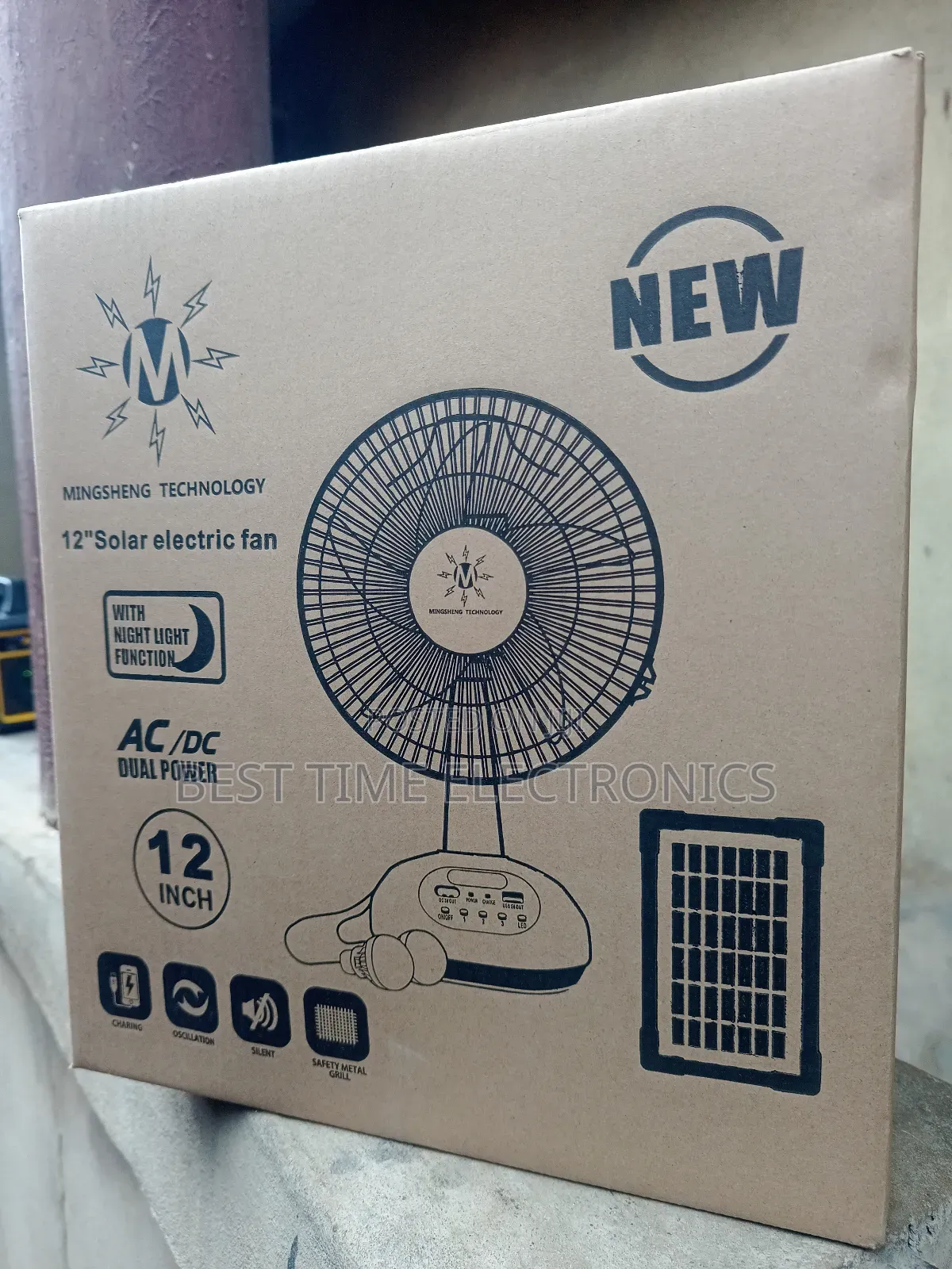 12" Mingsheng Solar Rechargeable Table Fan