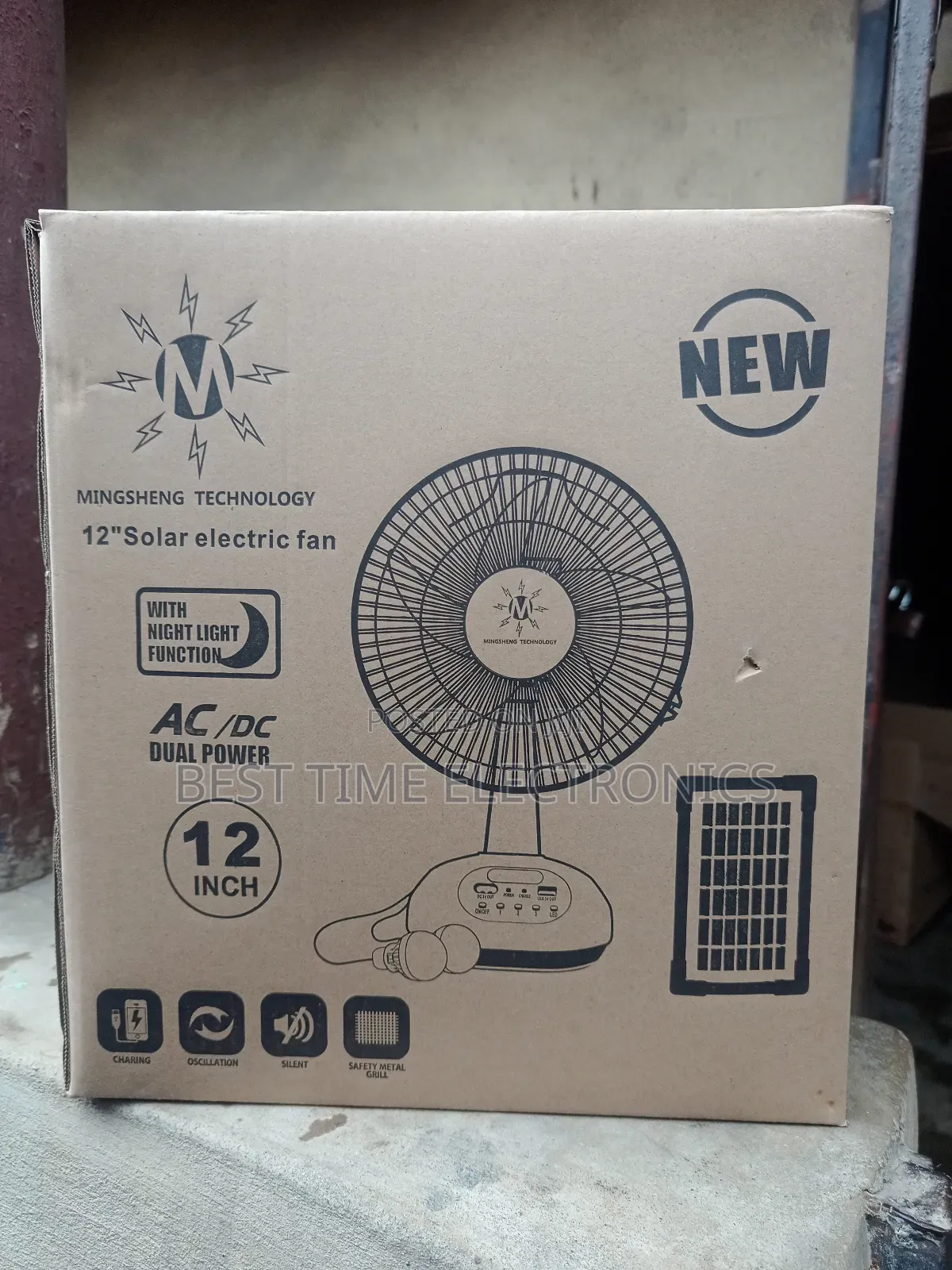 12" Mingsheng Solar Rechargeable Table Fan