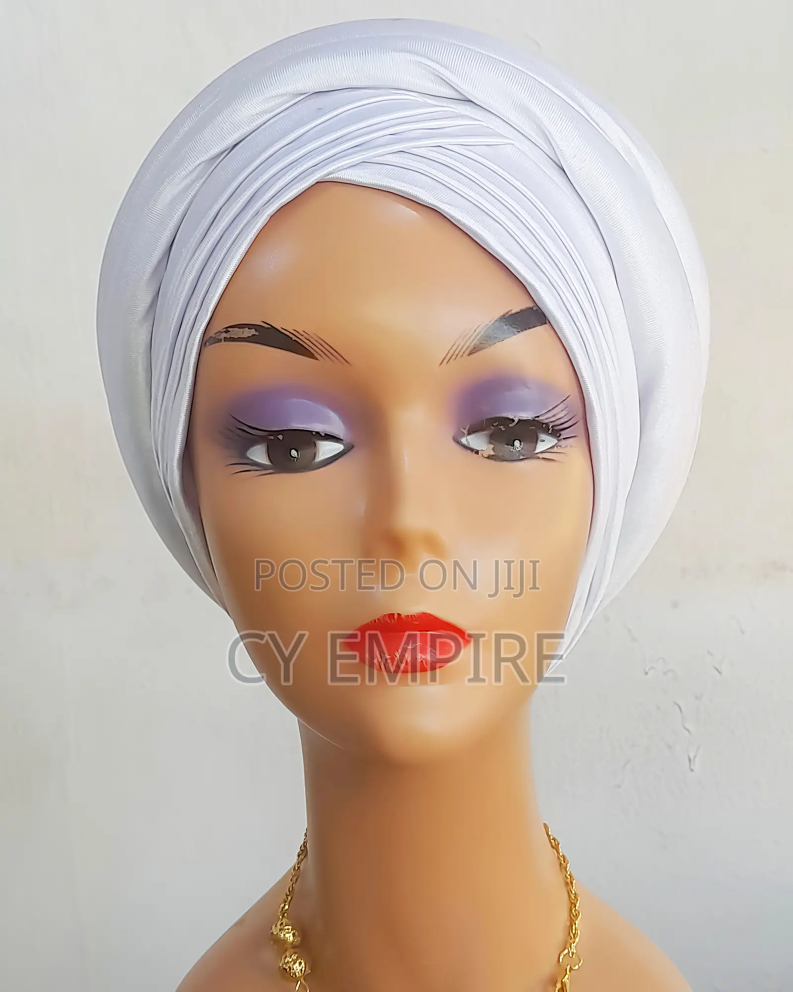Silk Turban Gele White