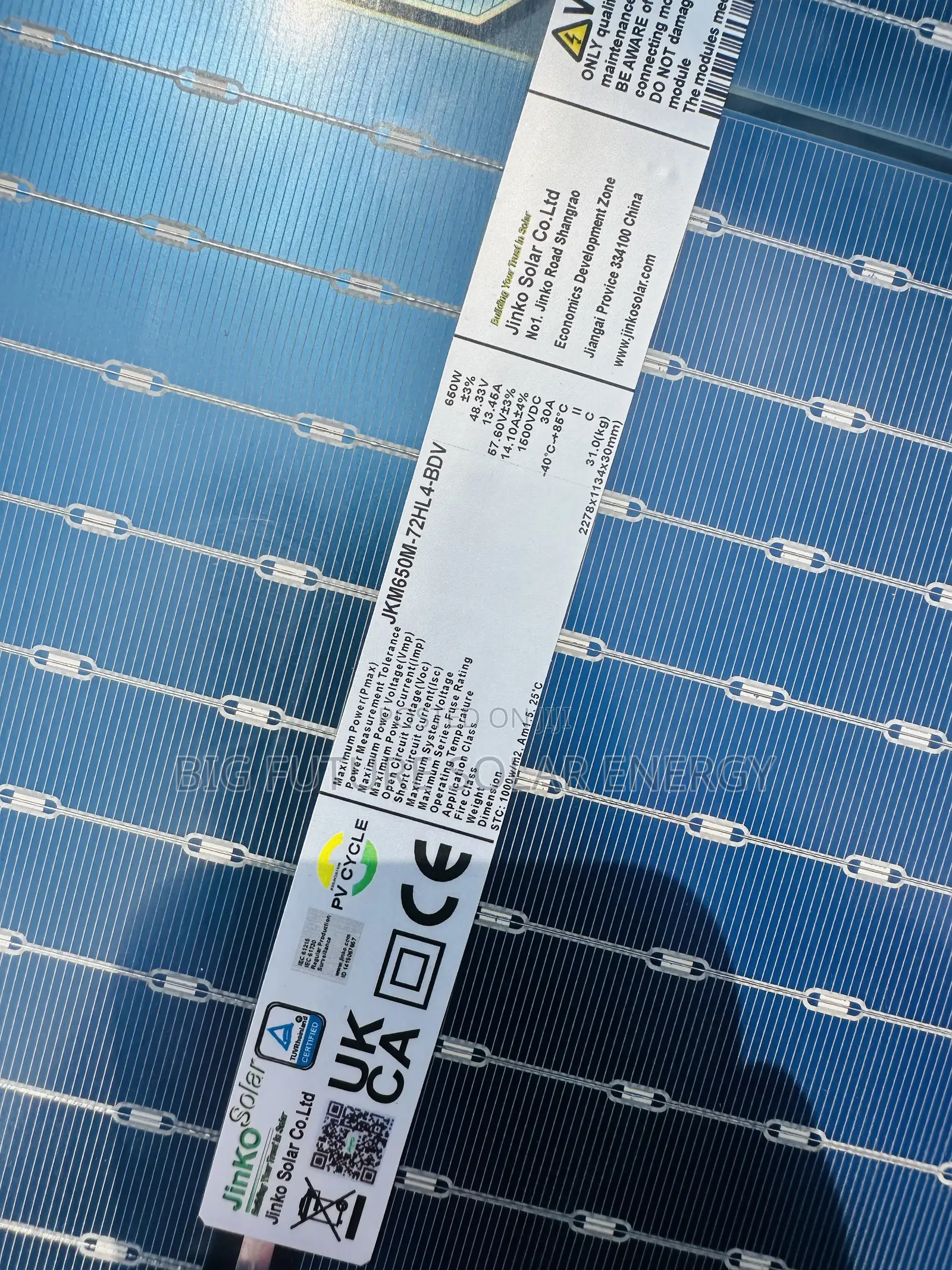 650watts Jinko Solar Panel 144cells