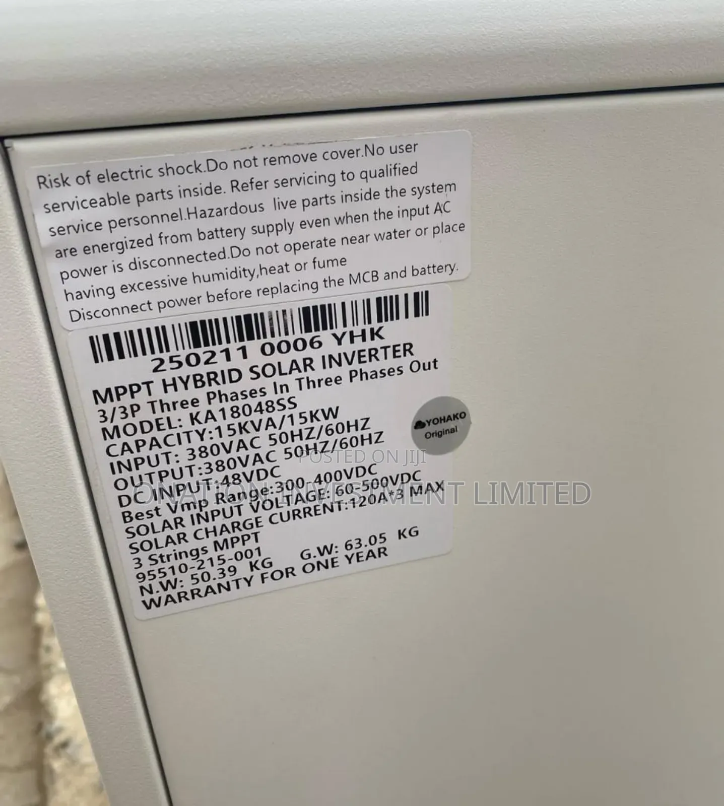 15kva 48v 3phase Yohako Inverter Hybrid Inverter