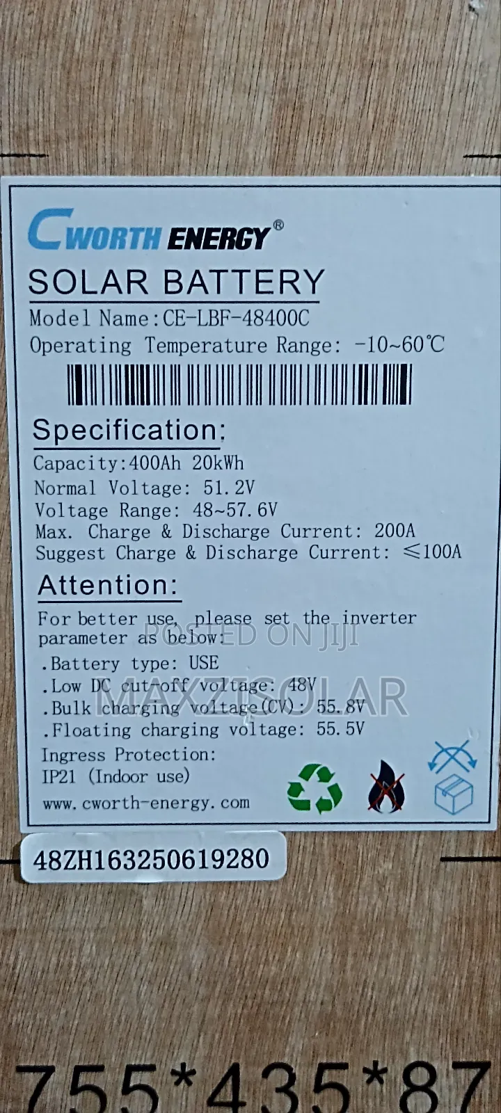 20kwh Cworth Lithium Battery
