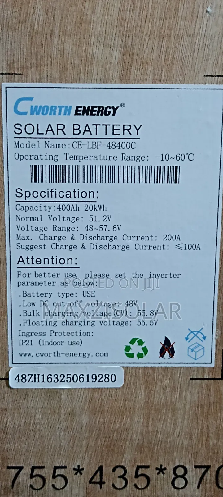 20kwh Cworth Lithium Battery