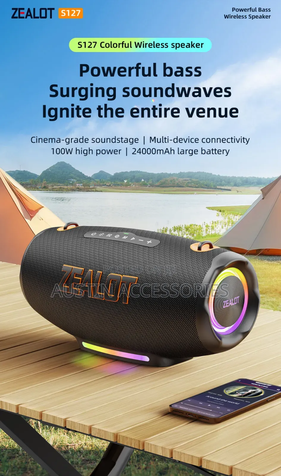 Zealot S127 100w RMS Super Bass Bluetooth Speaker