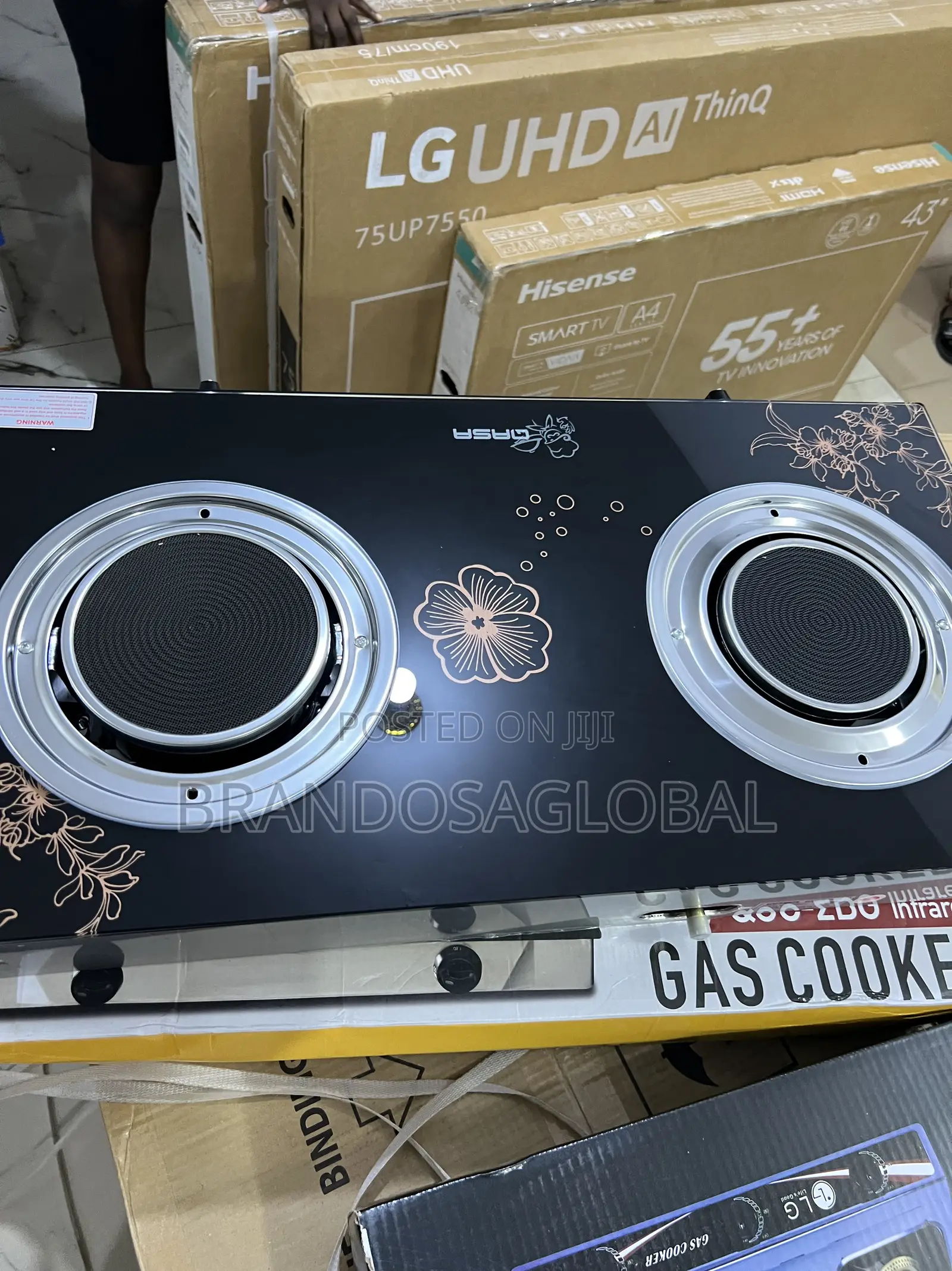 Qasa Qgc-2bg Glass Infrared Gas Cooker Strong Flame Low Gas Use