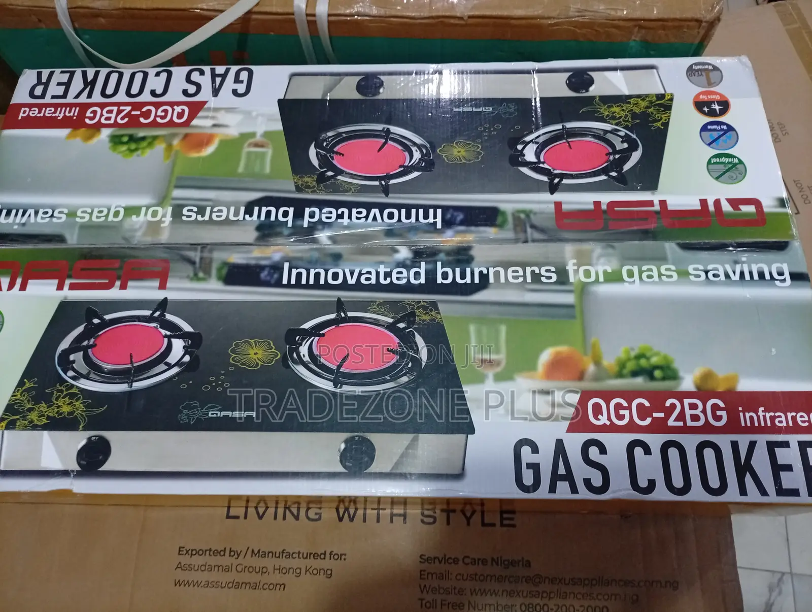 Qasa Two-Burner Flat Gas Stove