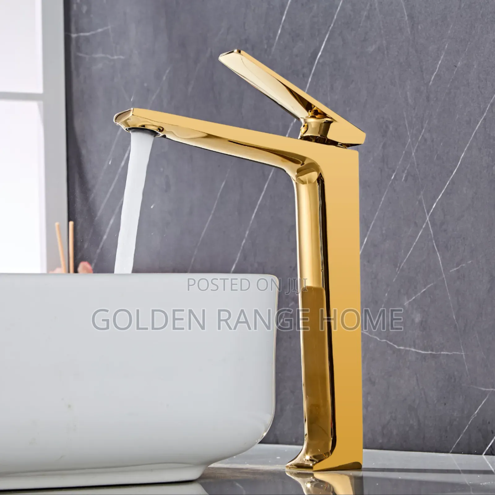 Long Gold Basin Mixer Faucet